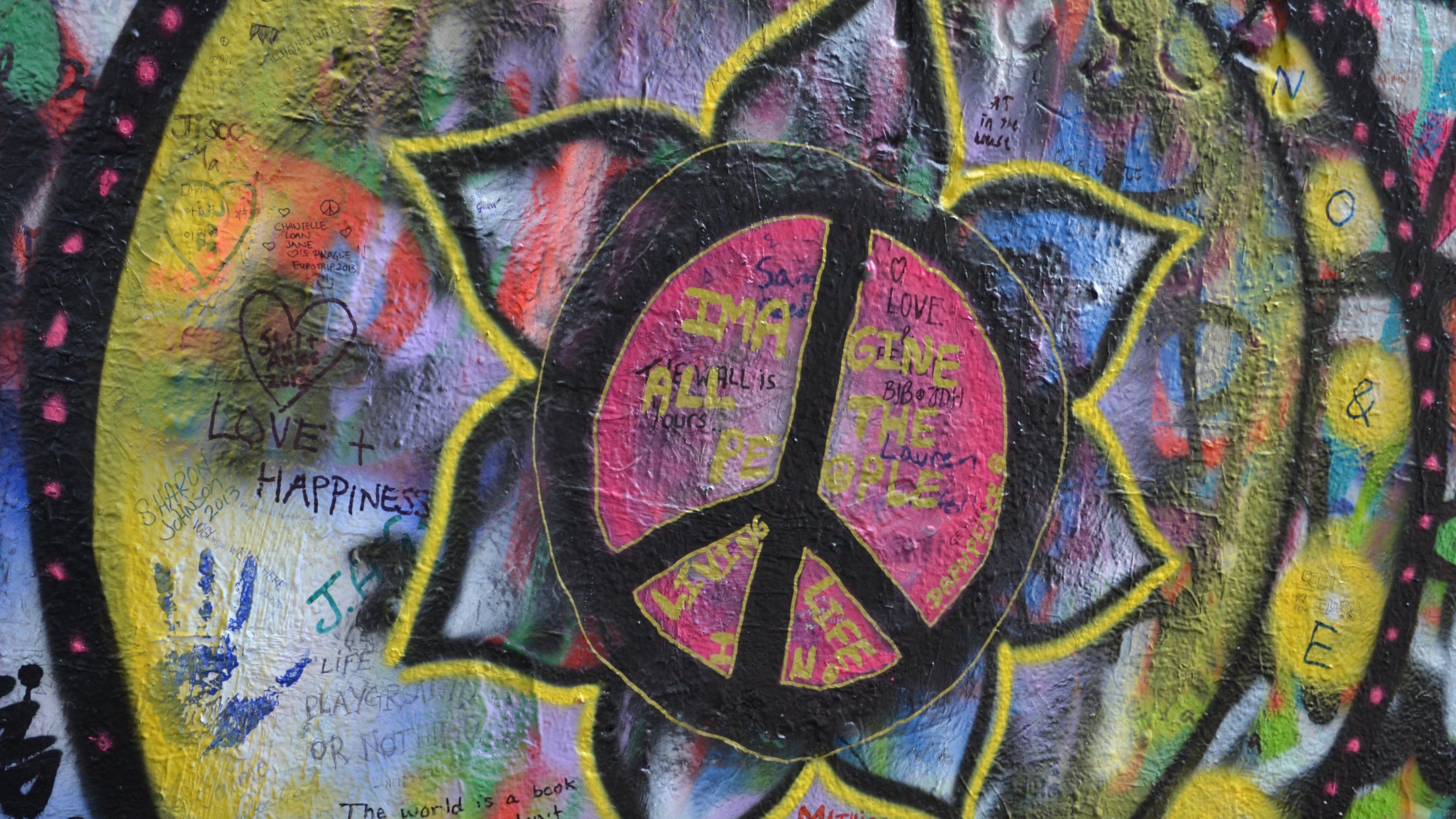 Lennon Wall Imagine Peace Flower Wallpaper & Desktop Background