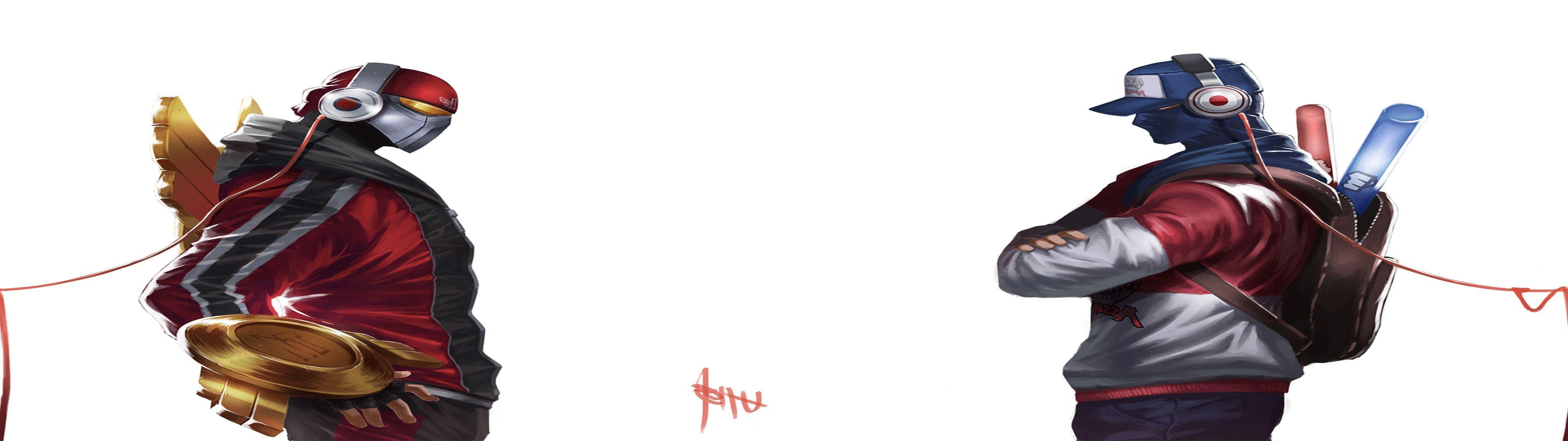 SKT Zed and TPA Shen Wallpaper (lolesports twitter) for dual screens