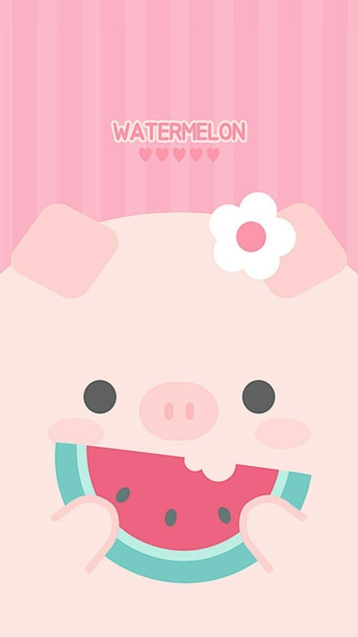Pig Eating Watermelon. Pig wallpaper, Cute pigs, Watermelon wallpaper