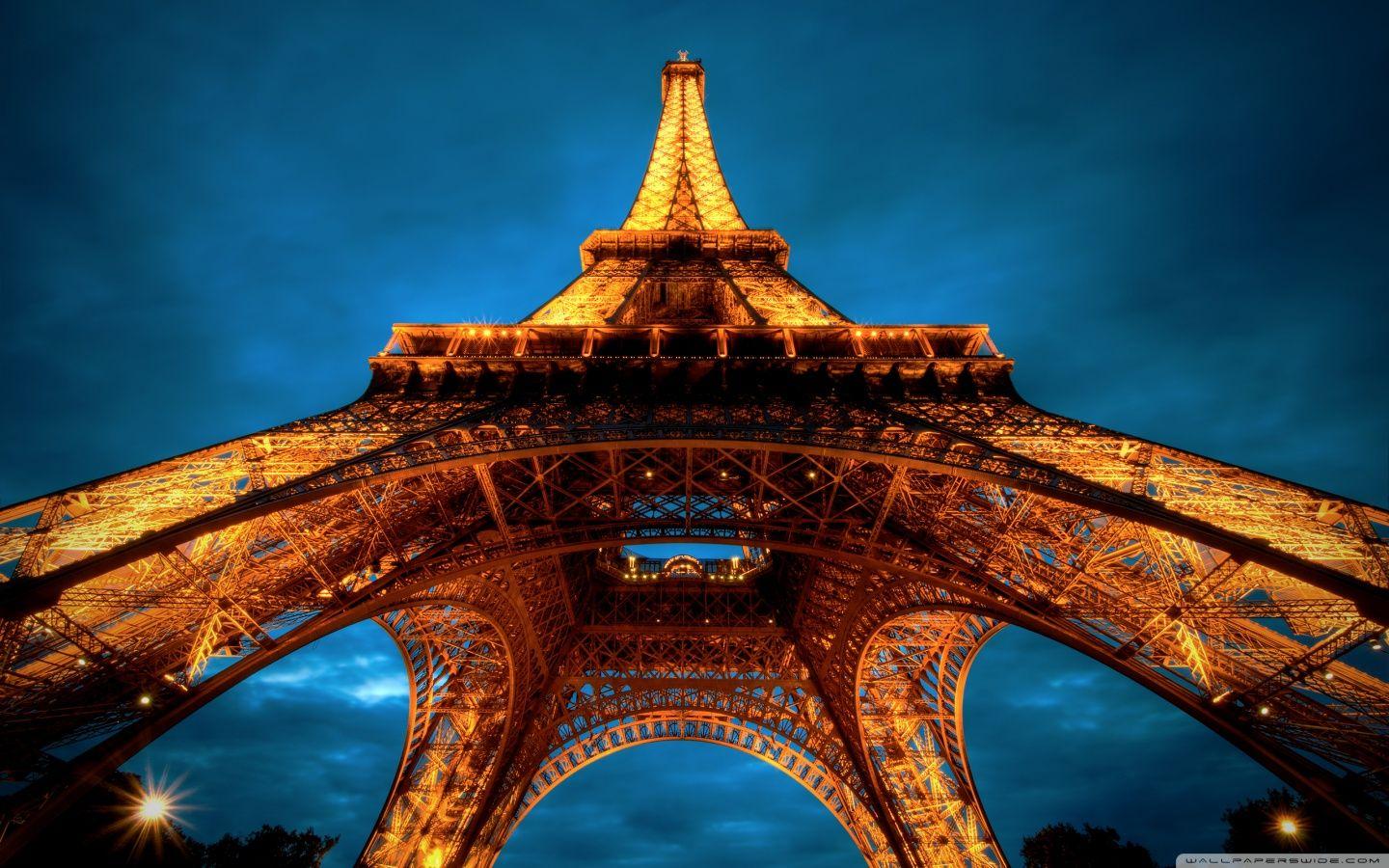 Paris At Night Eiffel Tower View From Below ❤ 4K HD Desktop