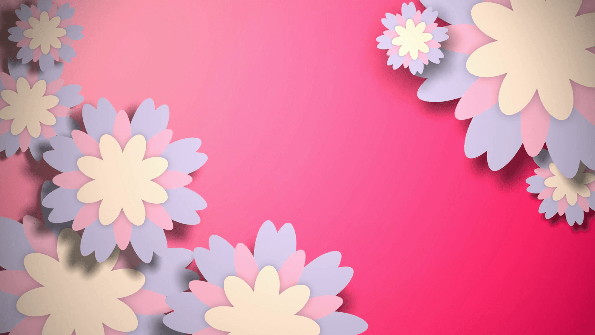 Animated wallpaper with pastel color flowers on pink background