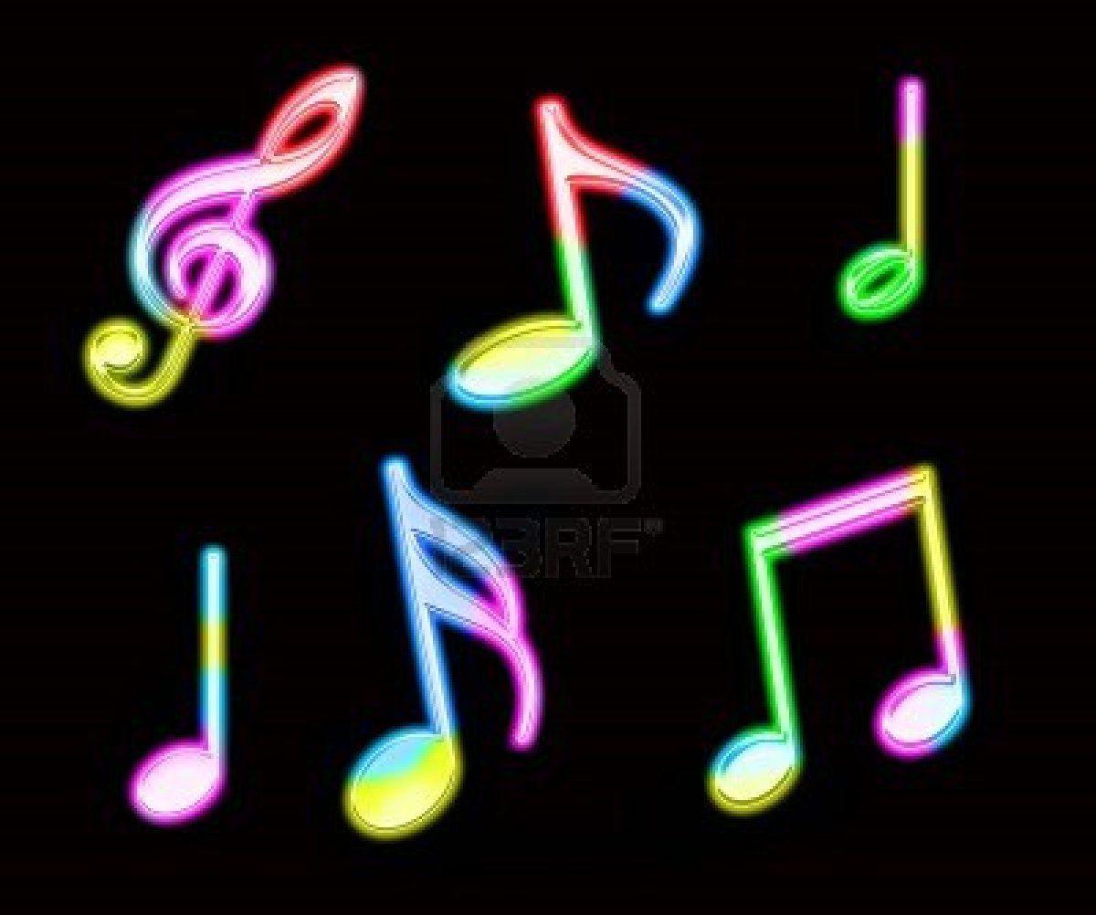 colorful music notes Neon Clipart Image