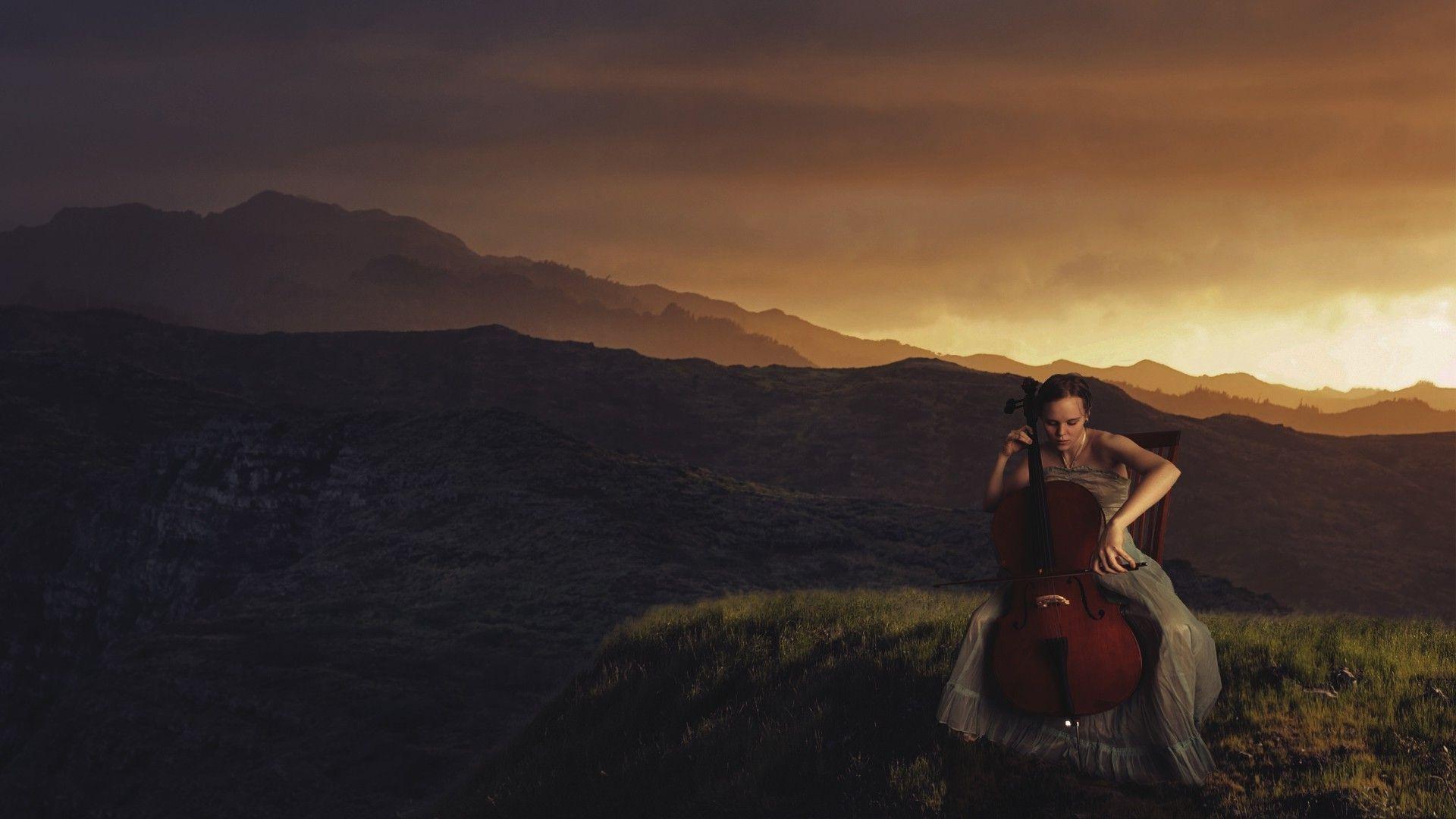 women, Landscape, Cello Wallpaper HD / Desktop and Mobile Background