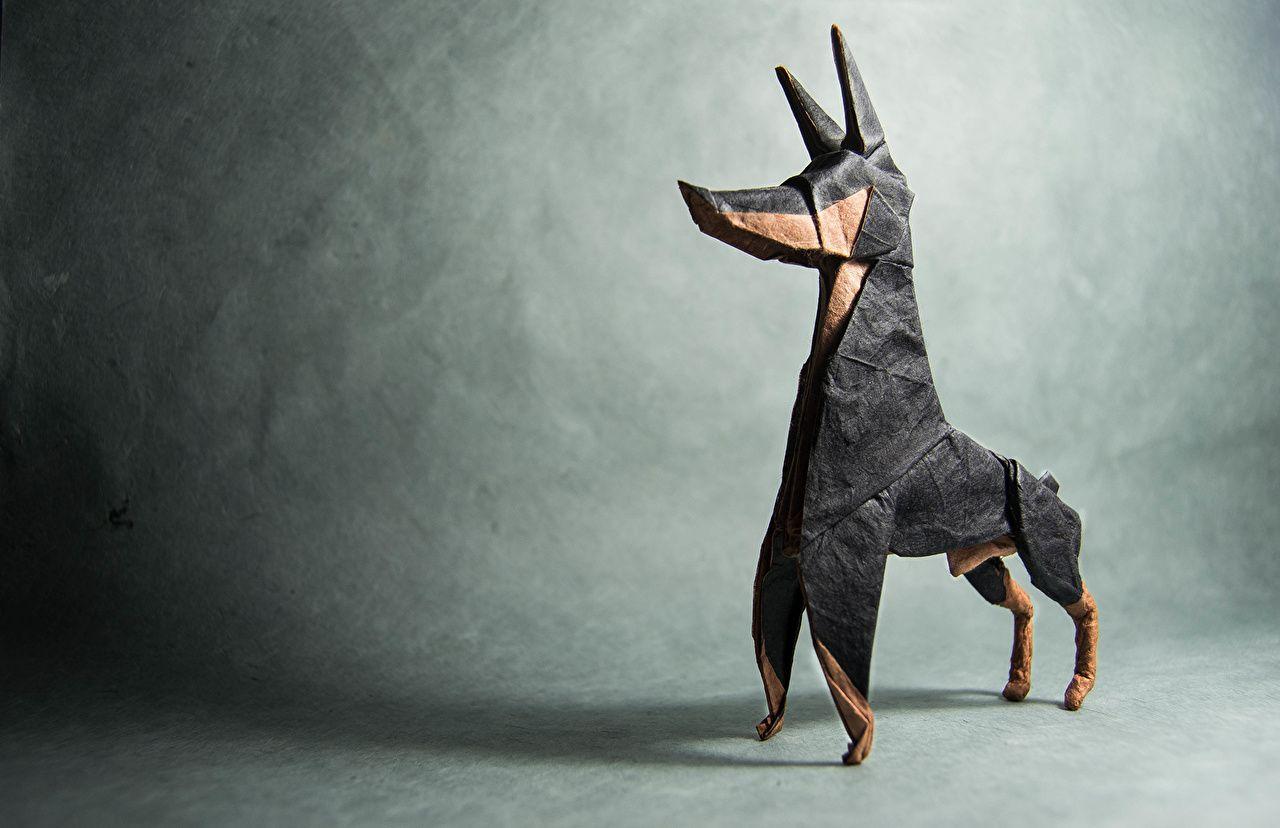 Doberman Pinscher Dogs Origami Paper Animals