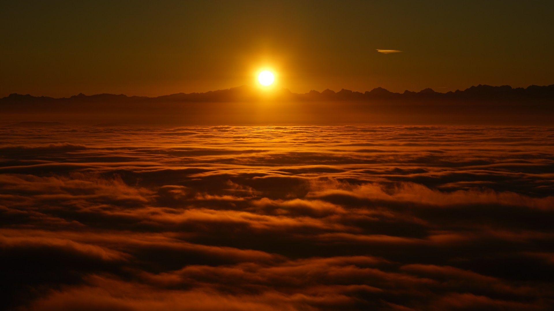 Wallpaper Sunrise, Clouds, Foggy, Morning, 4K, 8K, Nature