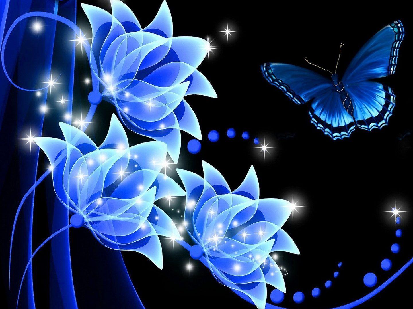 Rose Butterfly Cute Lovly Blue Rhapsody Wallpaper Nice Flower