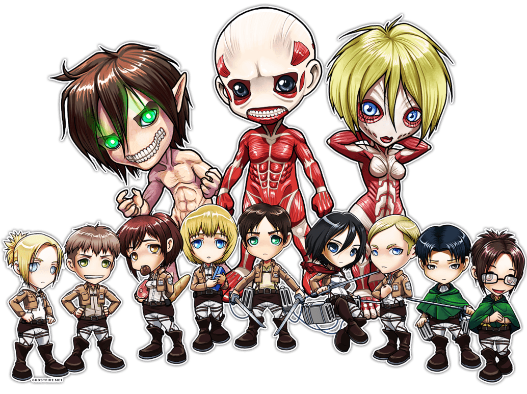 Attack on Titan Chibi Group by ghostfire