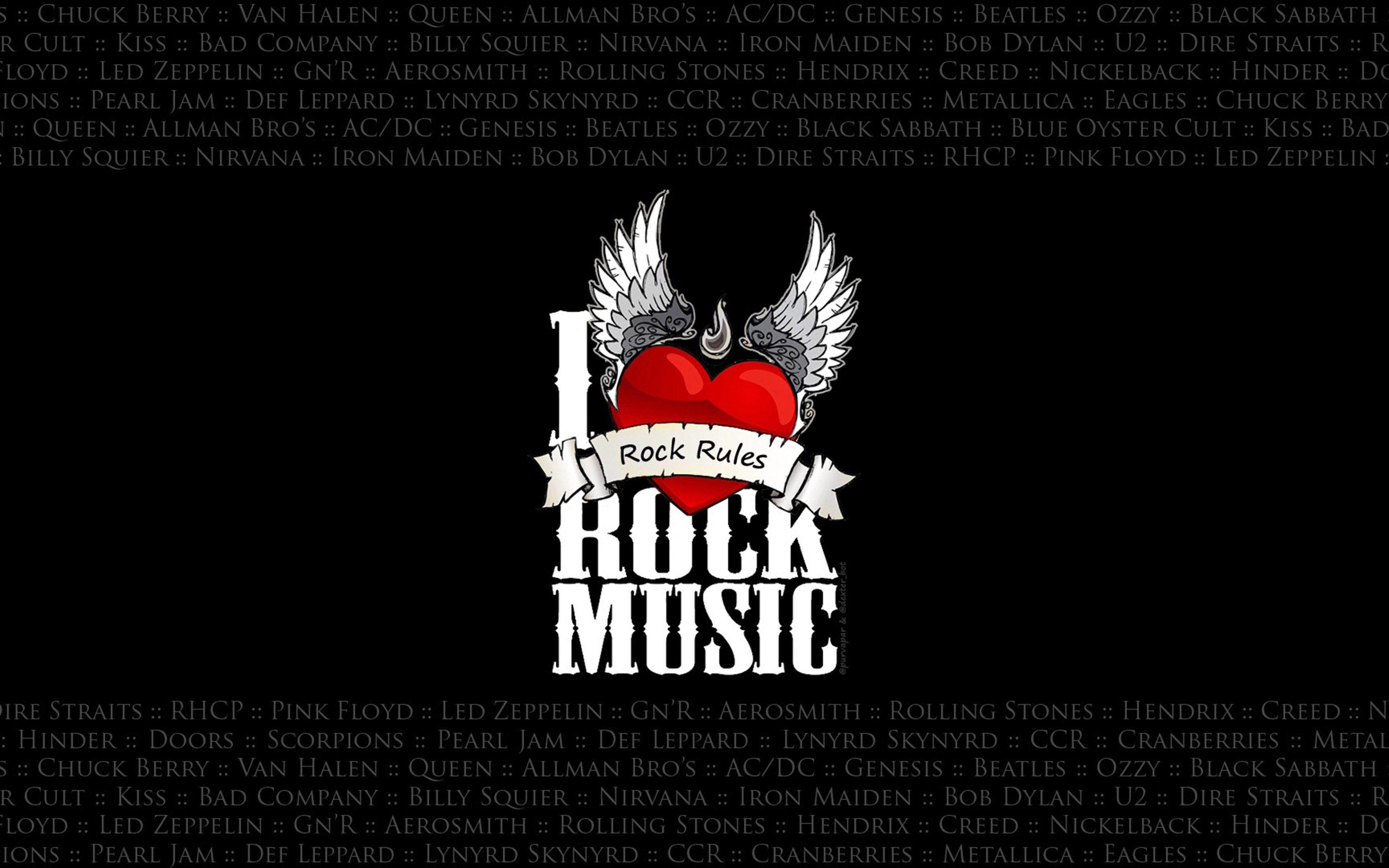 I Love Rock Music Art Abstract Black HD Wallpaper