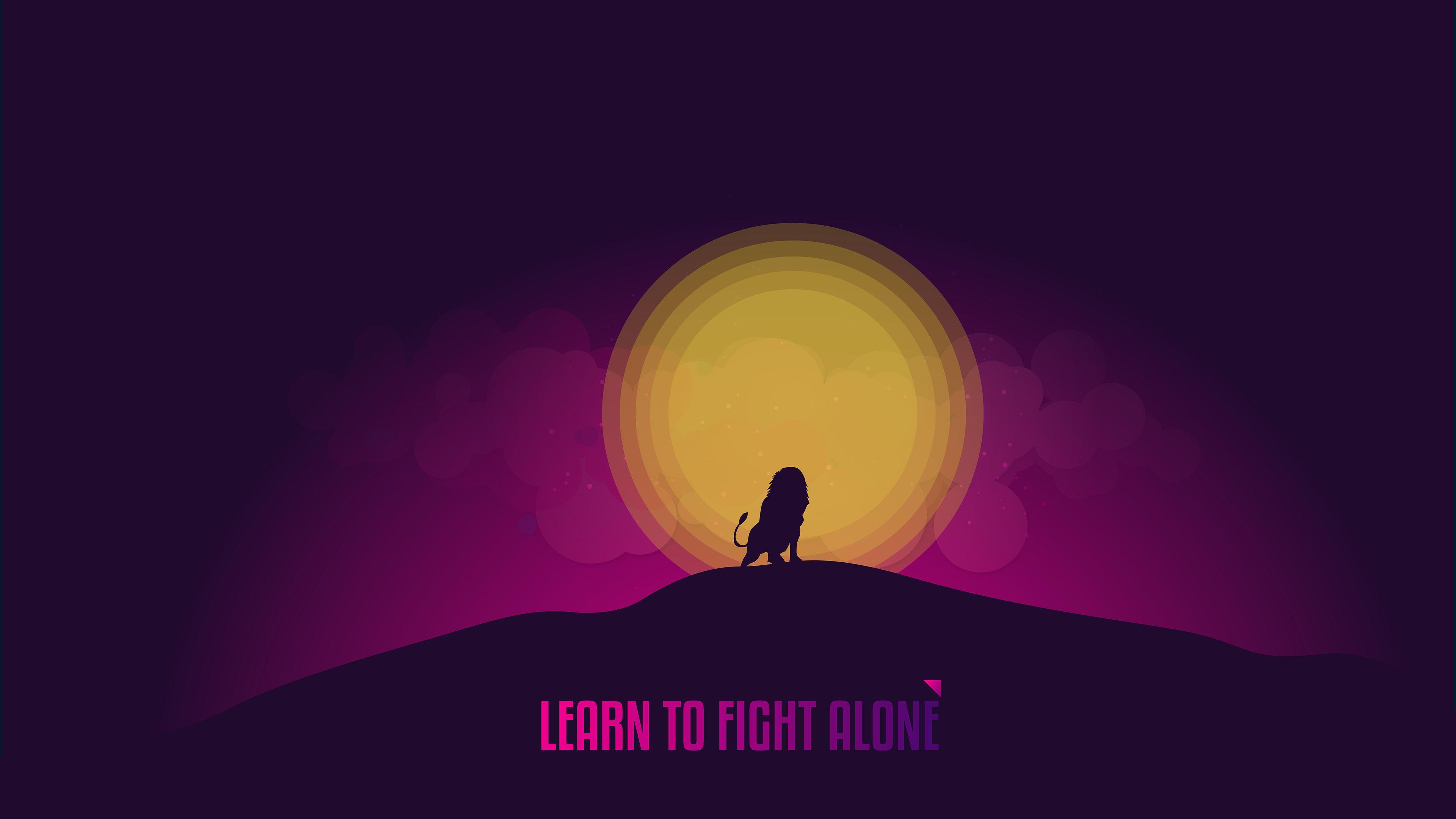 Wallpaper Fight Alone, Inspirational quotes, Minimal, HD, 4K