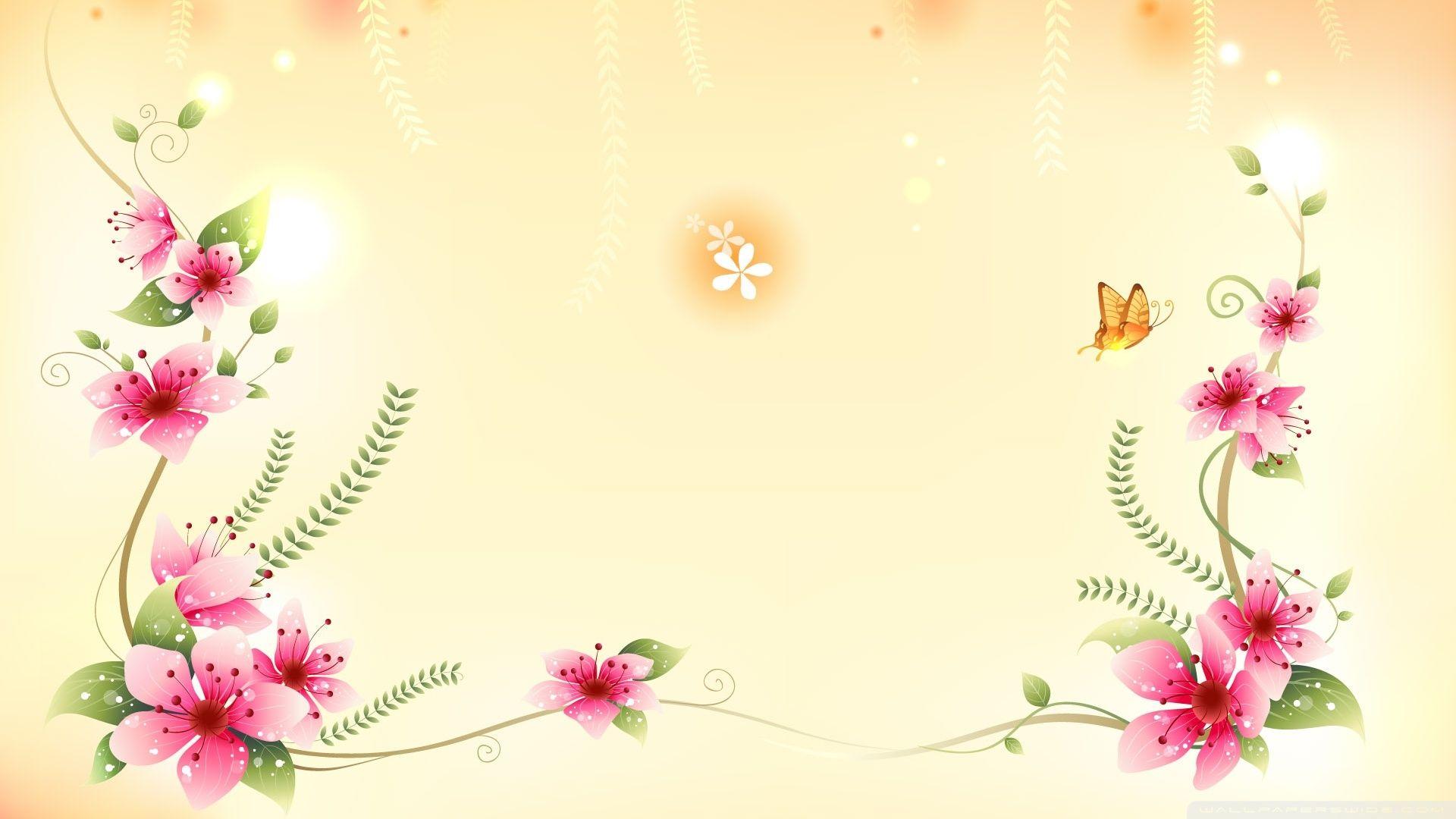 Butterfly And Flowers Illustration ❤ 4K HD Desktop Wallpaper for 4K