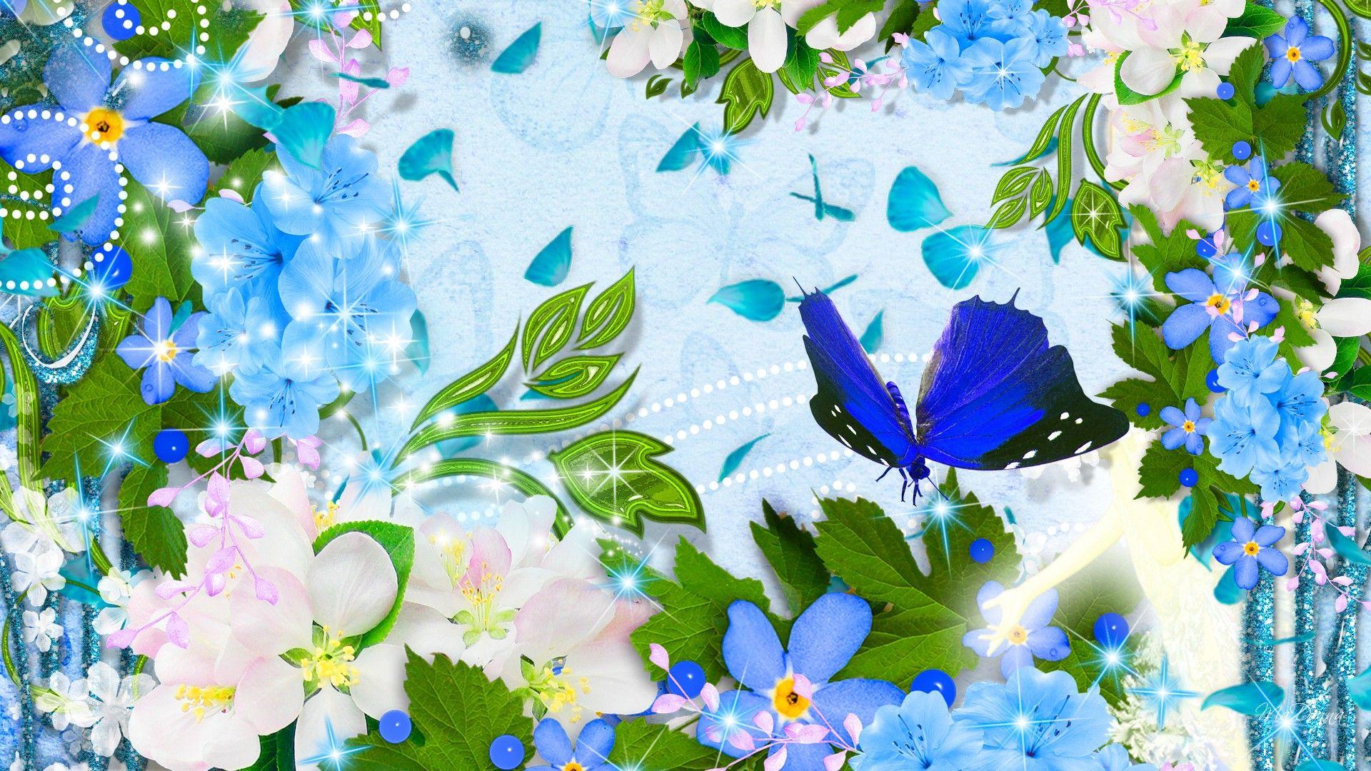 Flowers With Butterfly Wallpaper HD wallpaper