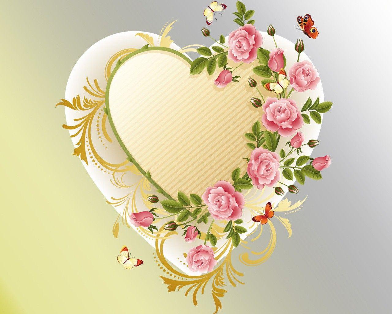 Flowers: Butterfly Flower Spring Roses Heart Flowers Colourful
