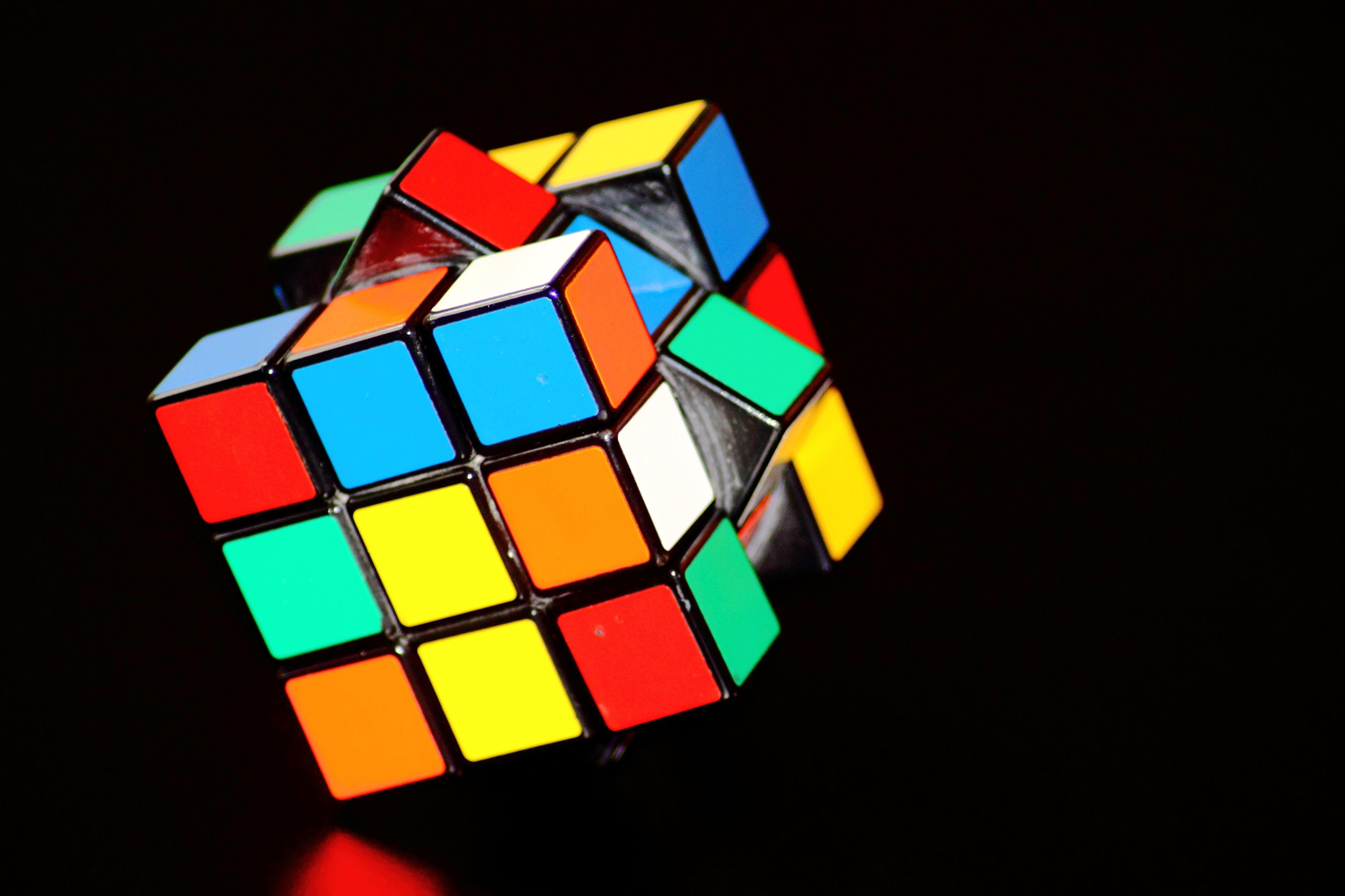 Colorful squares on a Rubik's Cube 4k Ultra HD Wallpaper