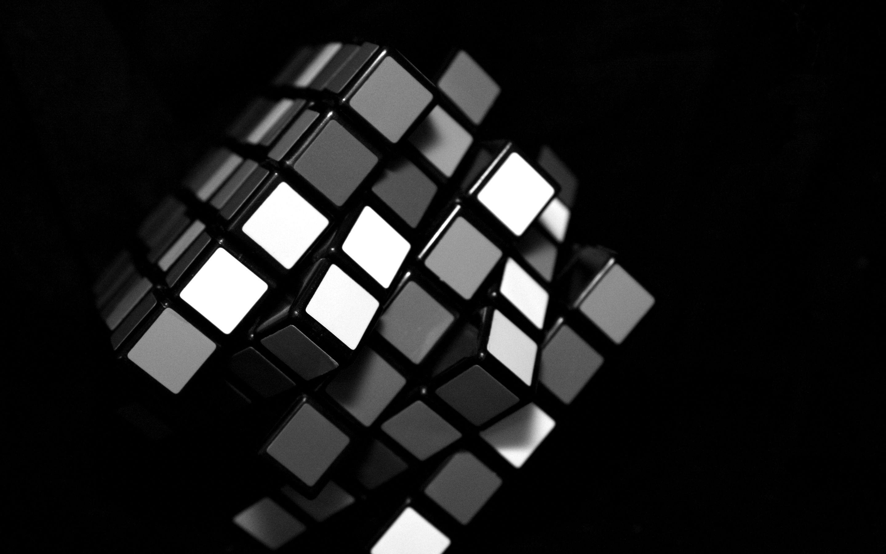 Rubik's Cube Black White WallPaper HD W Rubiks