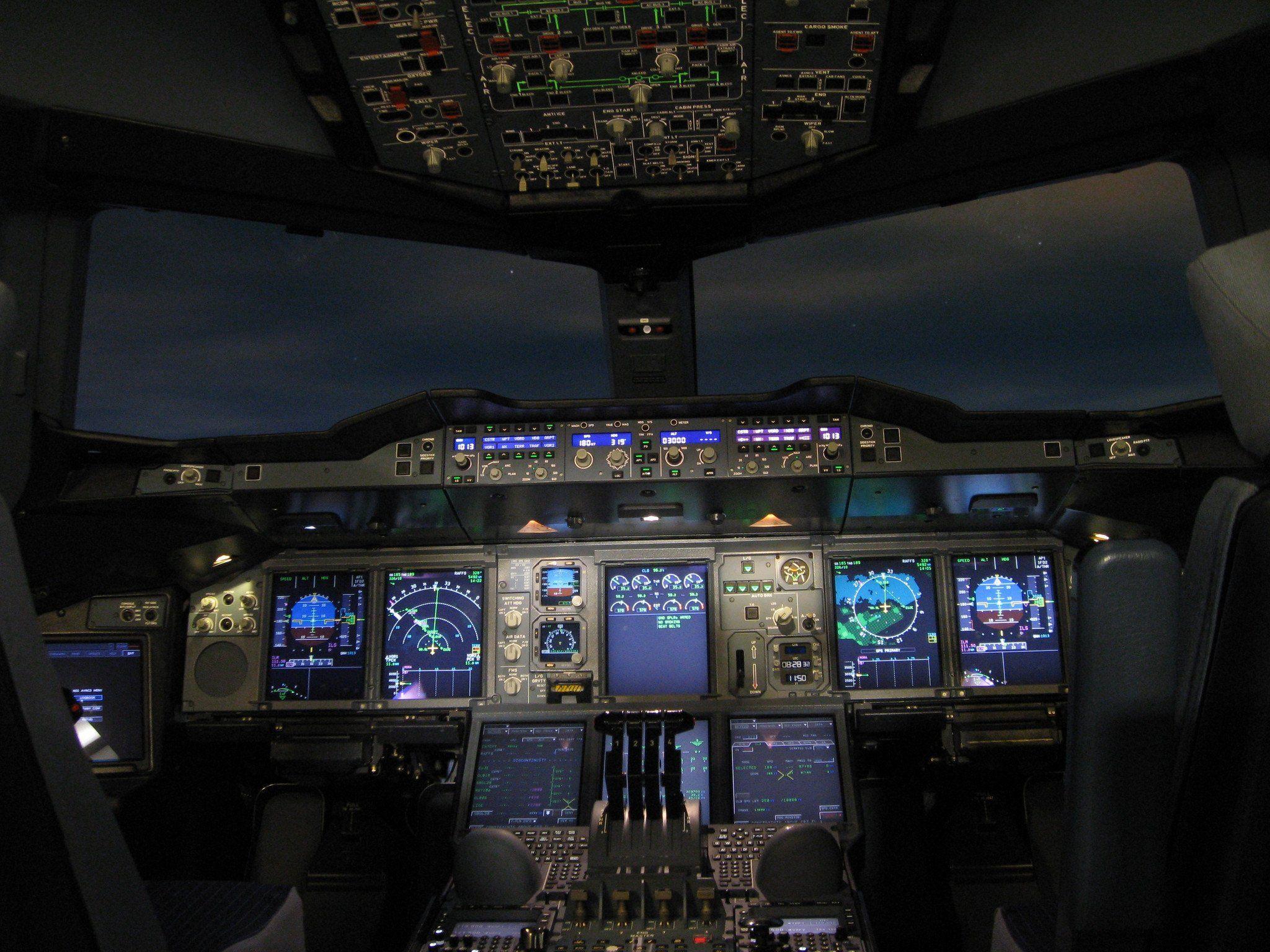 Airbus A380 Cockpit Printed Canvas Poster. Pilot Eyes Store
