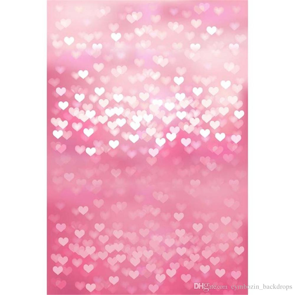 Shiny Love Hearts Baby Pink Background Photography Printed