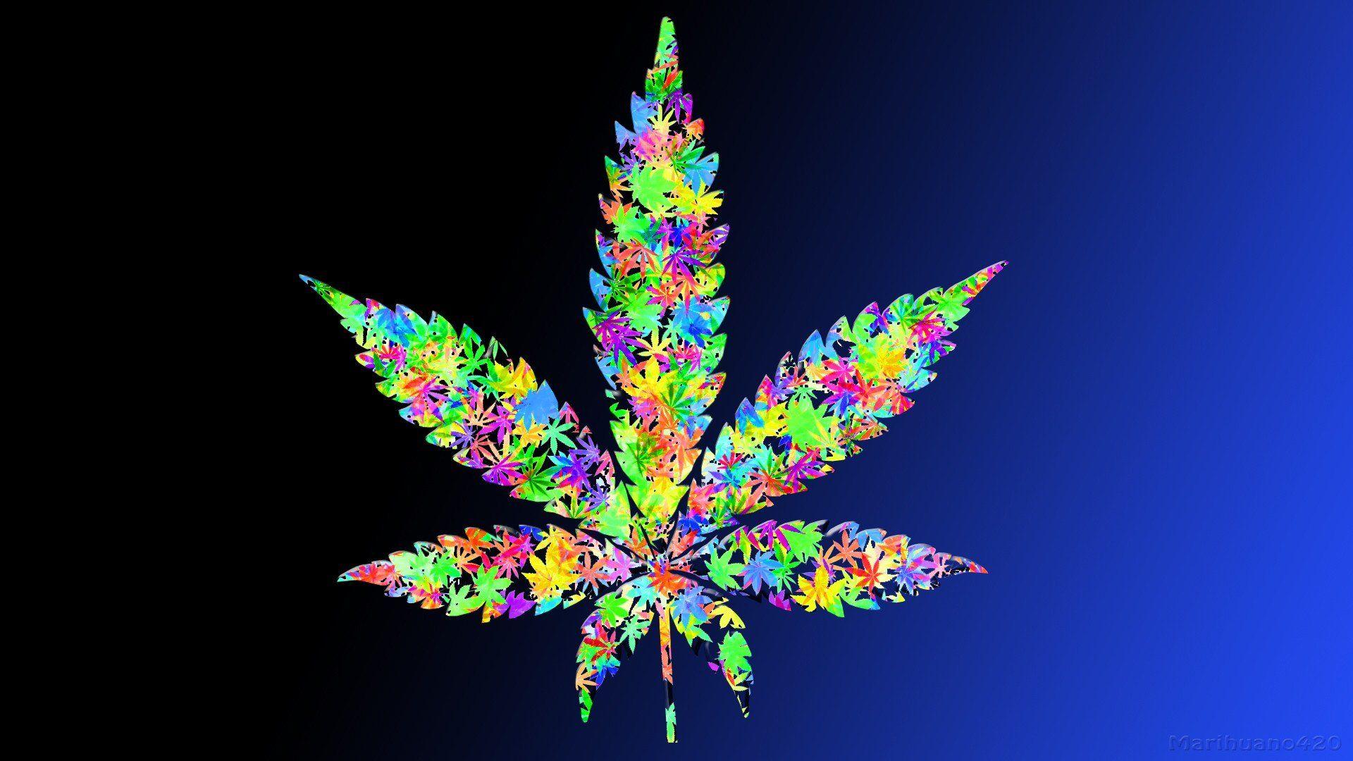 Multicolor Marijuana Leaf Full HD Wallpaper