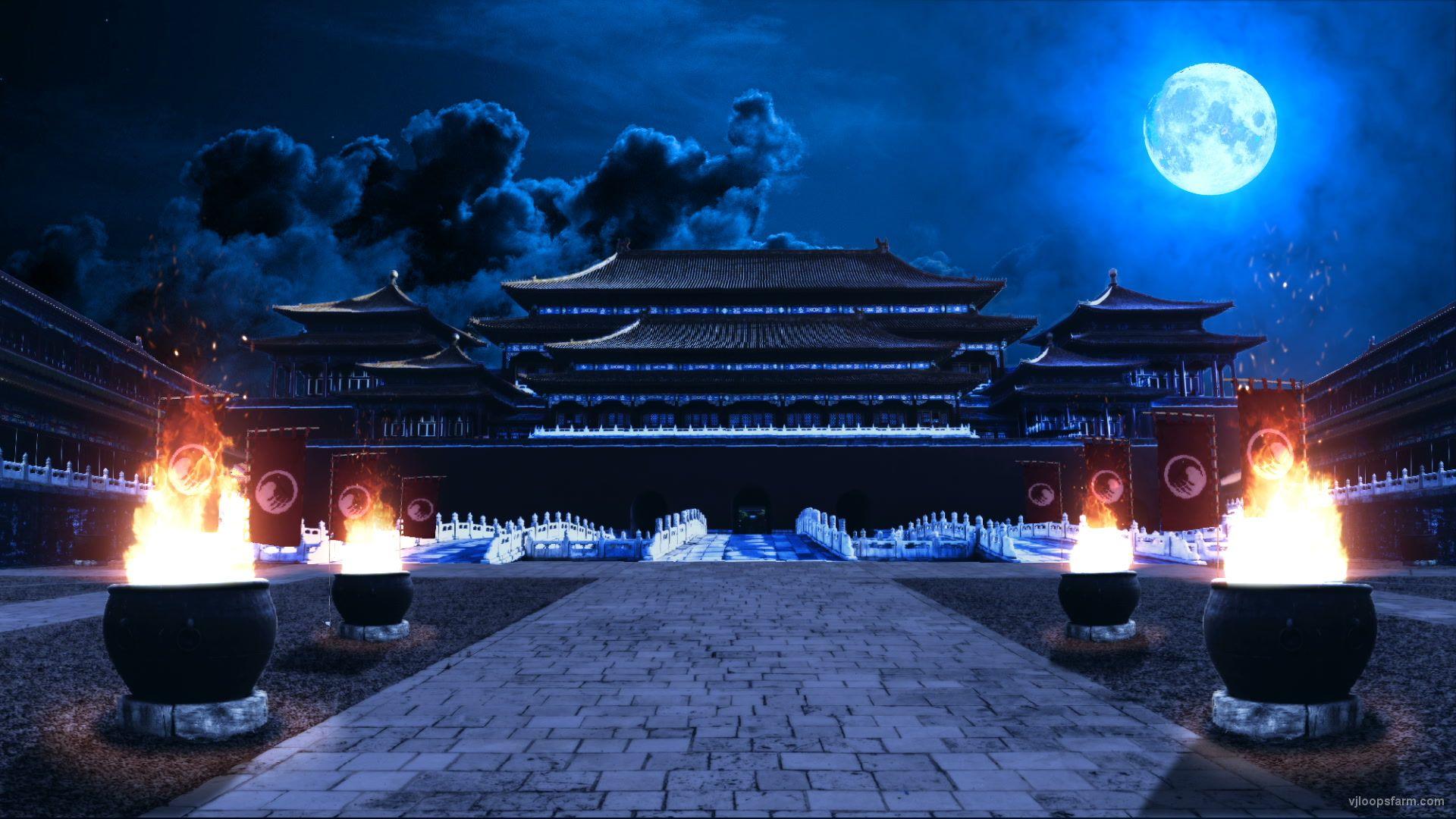 Traditional Chinese temple a night Loop. Download Full HD vj loop