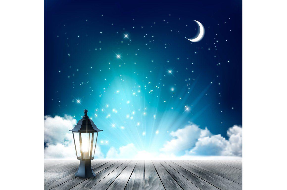 Beautiful magical night background Illustrations Creative Market