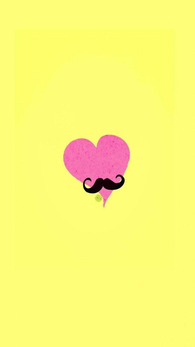 Galaxy Note HD Wallpaper: Pink Heart with Mustache Galaxy Note HD