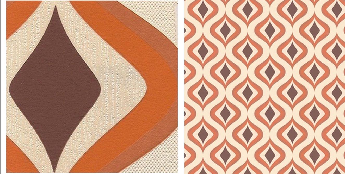 Discotecha Retro Orange Swirl Wallpaper [RTO 34608], Designer