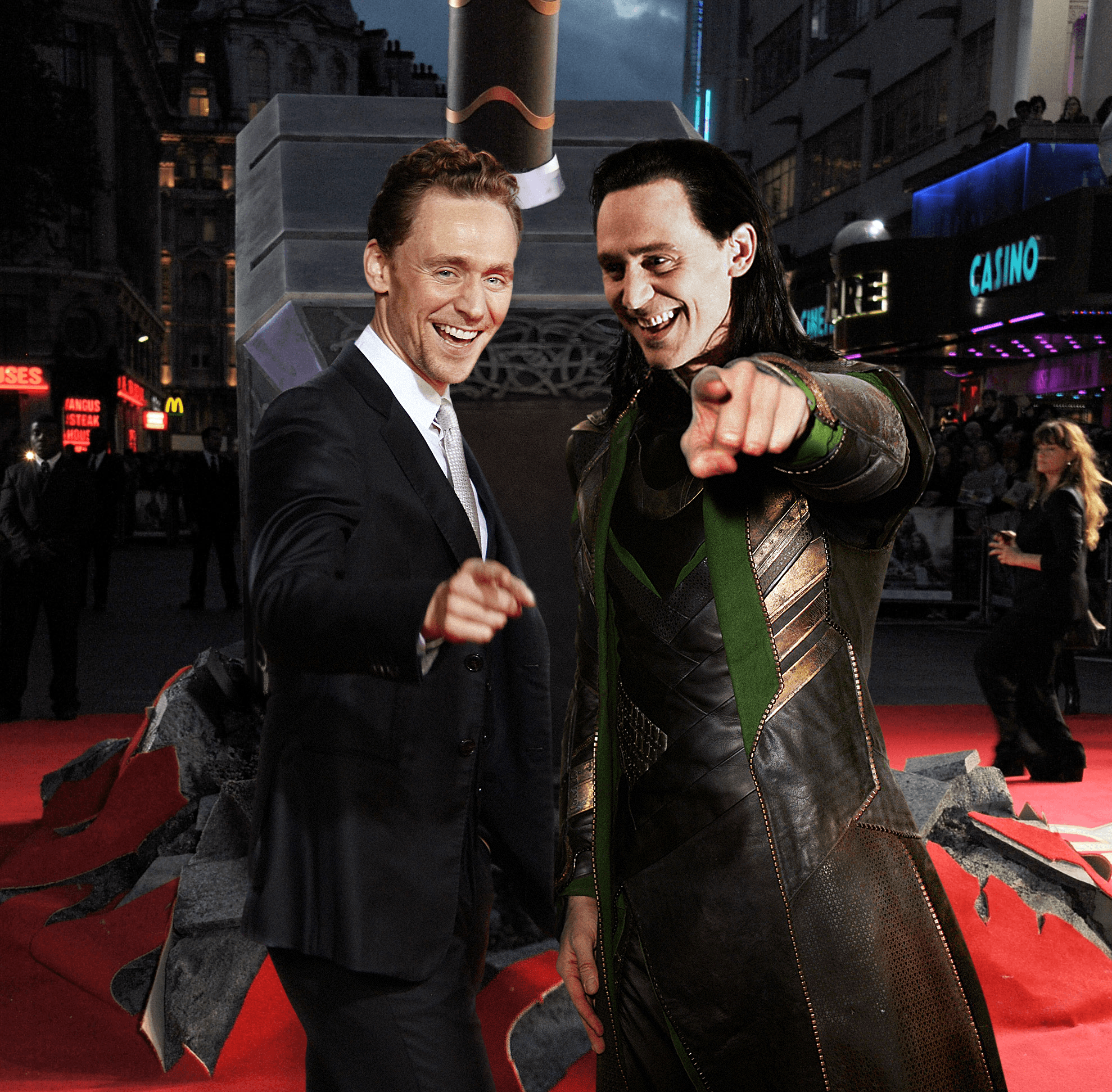 Tom and Loki at 'Thor 2' premiere