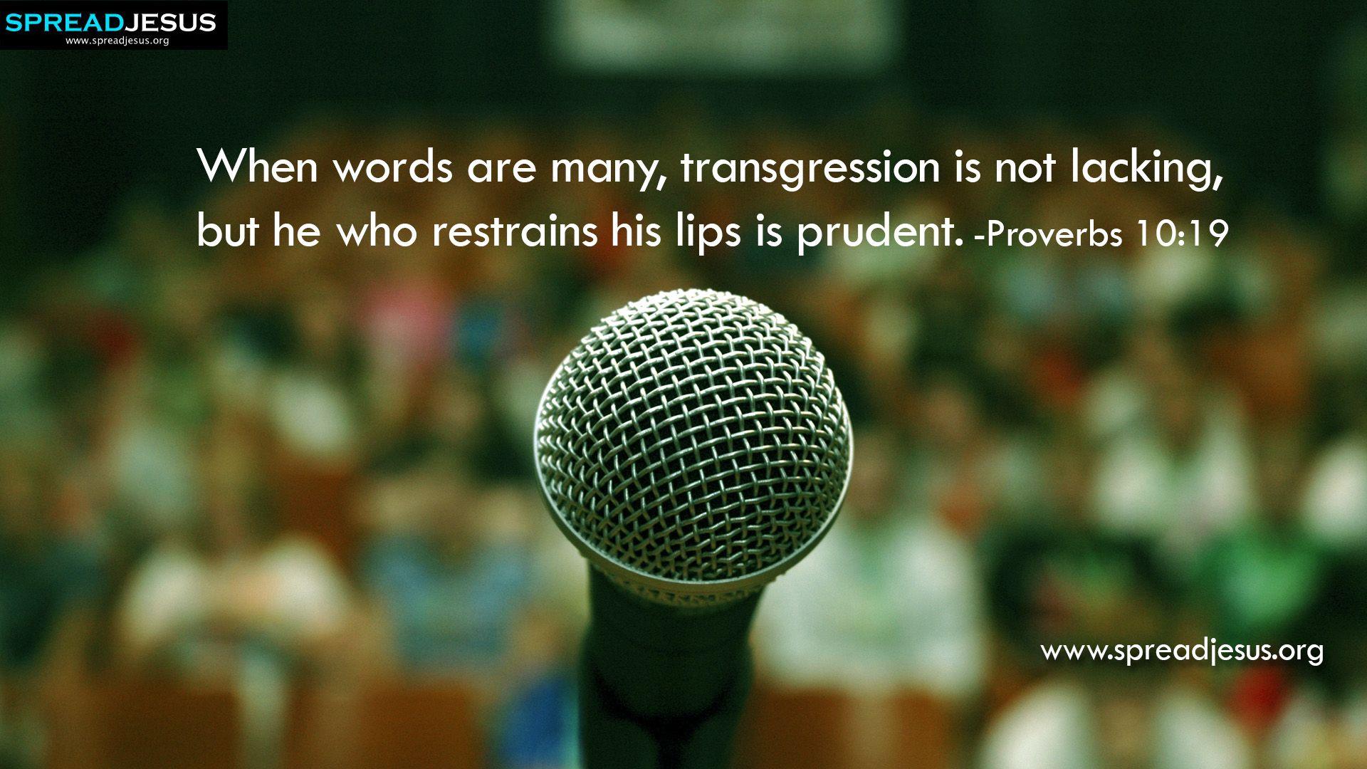 Proverbs 10:19 Bible quotes HD Wallpaper Download When words are many