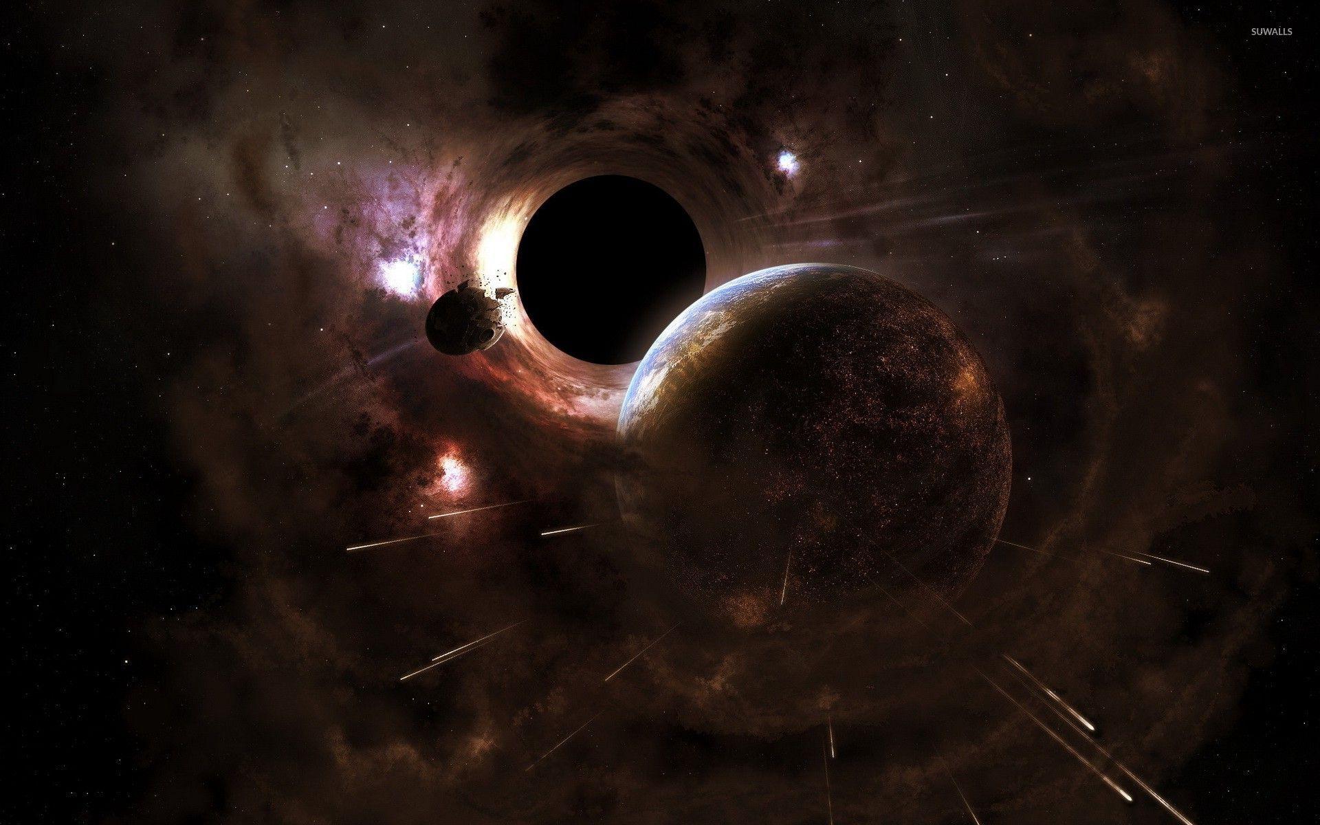 Planet and black hole wallpaper wallpaper