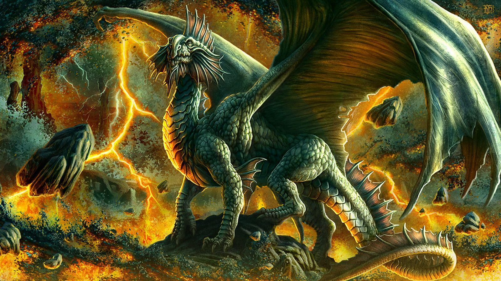 Lightning Dragon. Black Lightning Dragon Wallpaper Green dragon