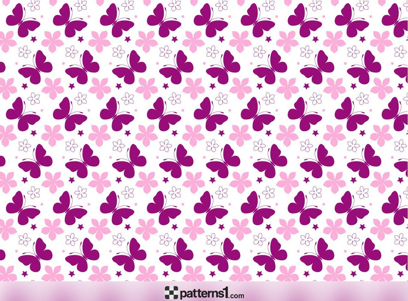 Pink and Purple Butterflies Background. Vector Pattern Design