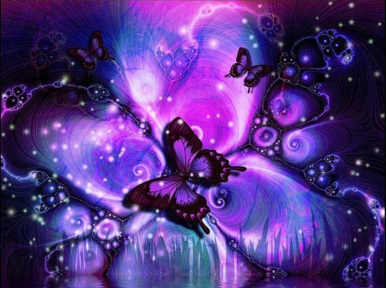 Butterflies: Burst Purple Butterfly Pretty Background HD 16:9 High