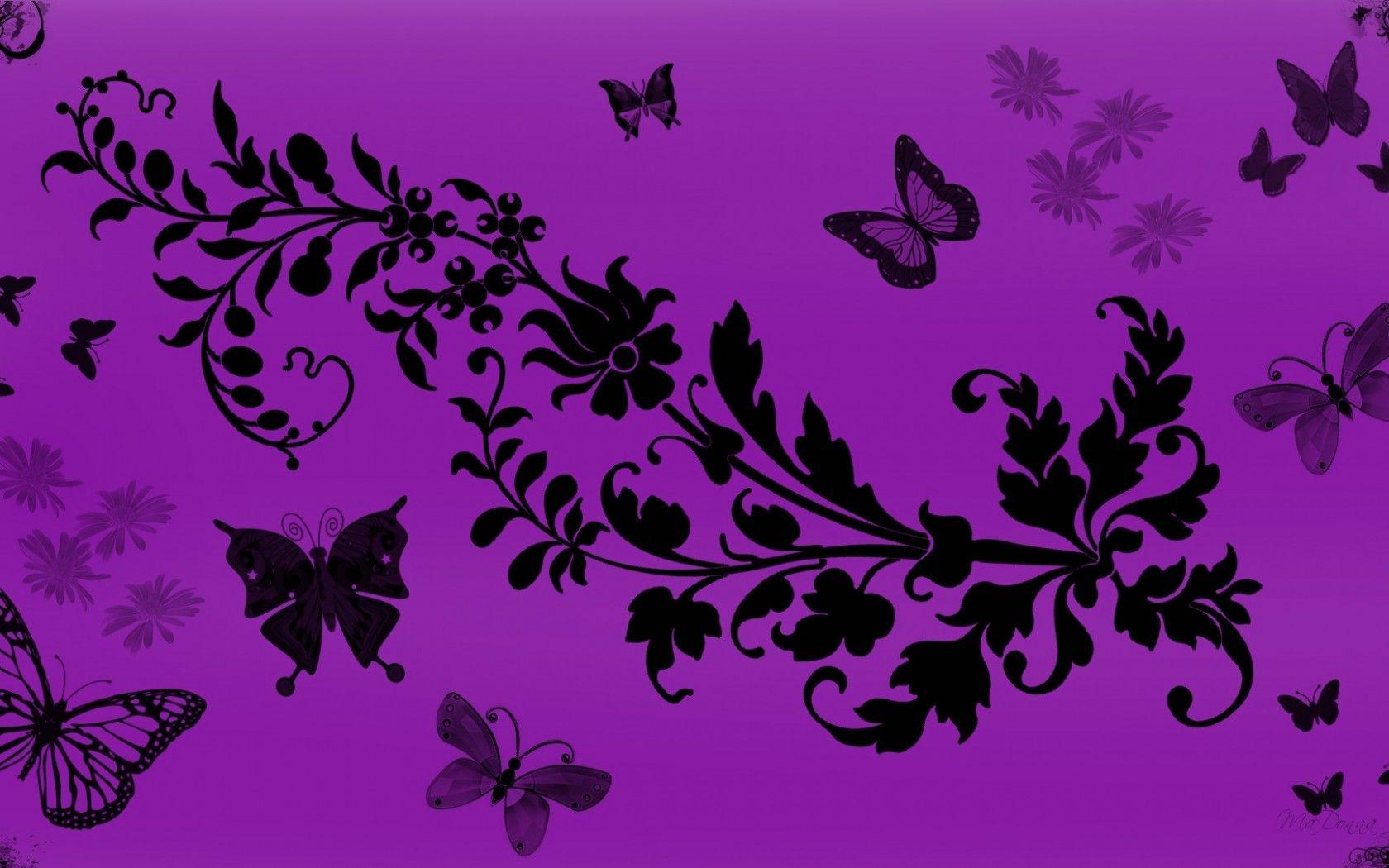 Purple Butterfly Background Wallpaper 09320