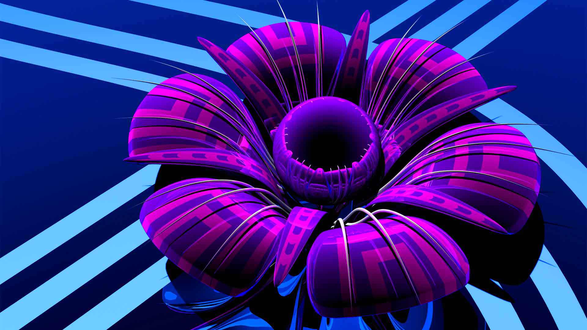 3D Psytrance Flower Petals Art Abstract Glass Rock Wallpaper