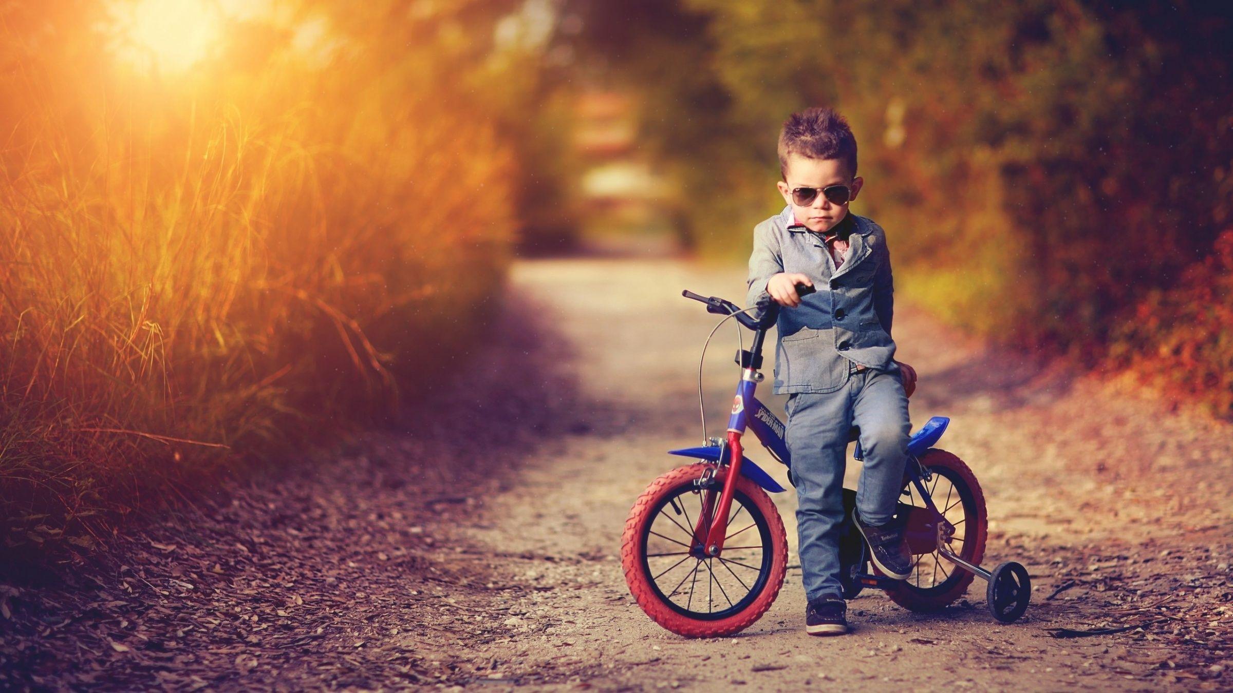 Boy Nice Costume And Bicycle Wallpaper