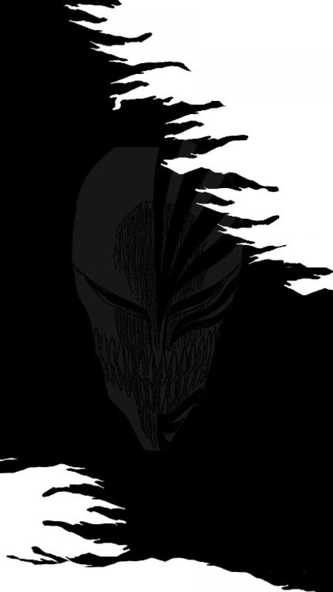 Bleach kurosaki ichigo silhouette grayscale manga hollow mask