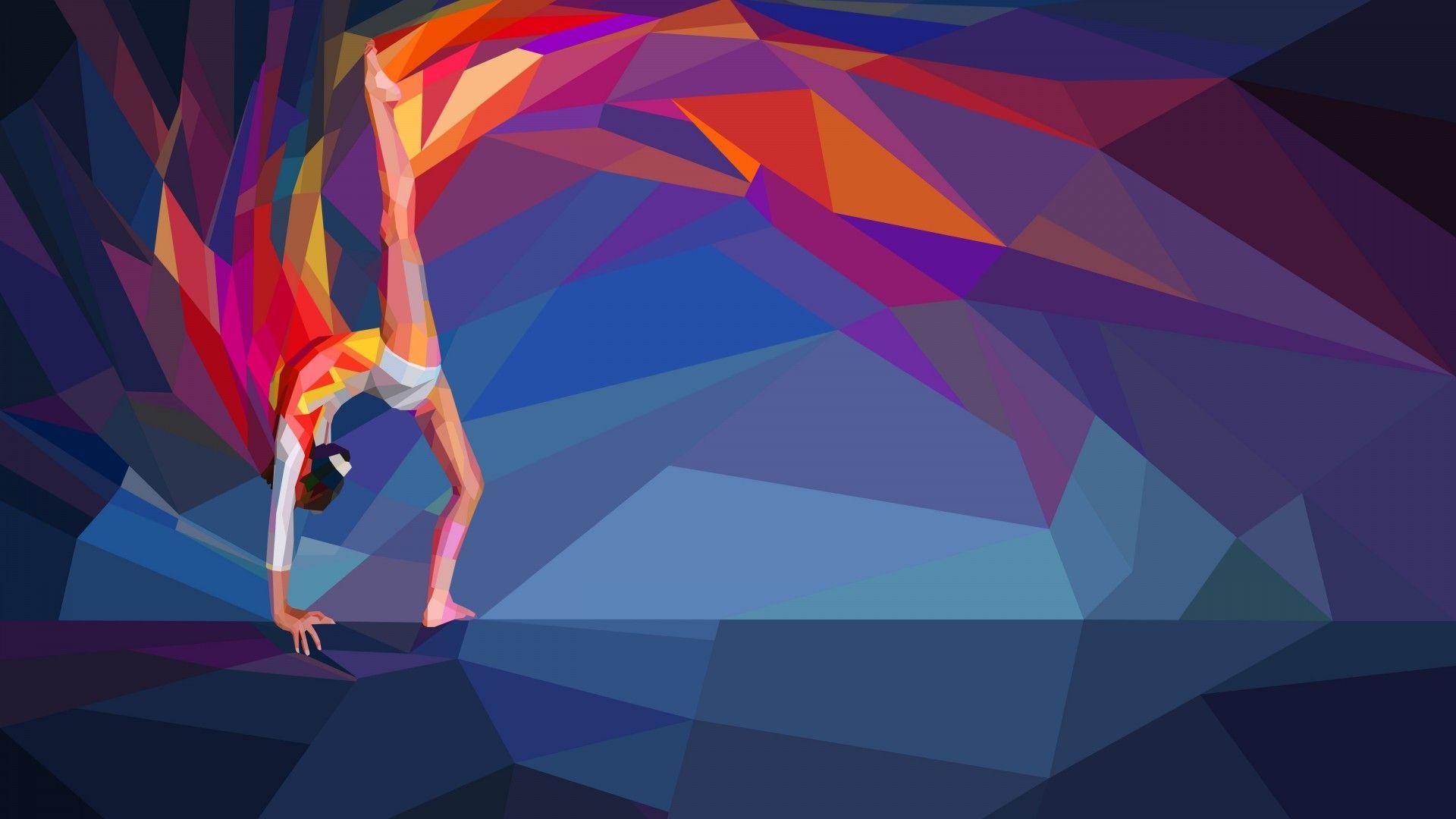 Download 1920x1080 Gymnastic, Low Poly, Artwork, Ballet Wallpaper