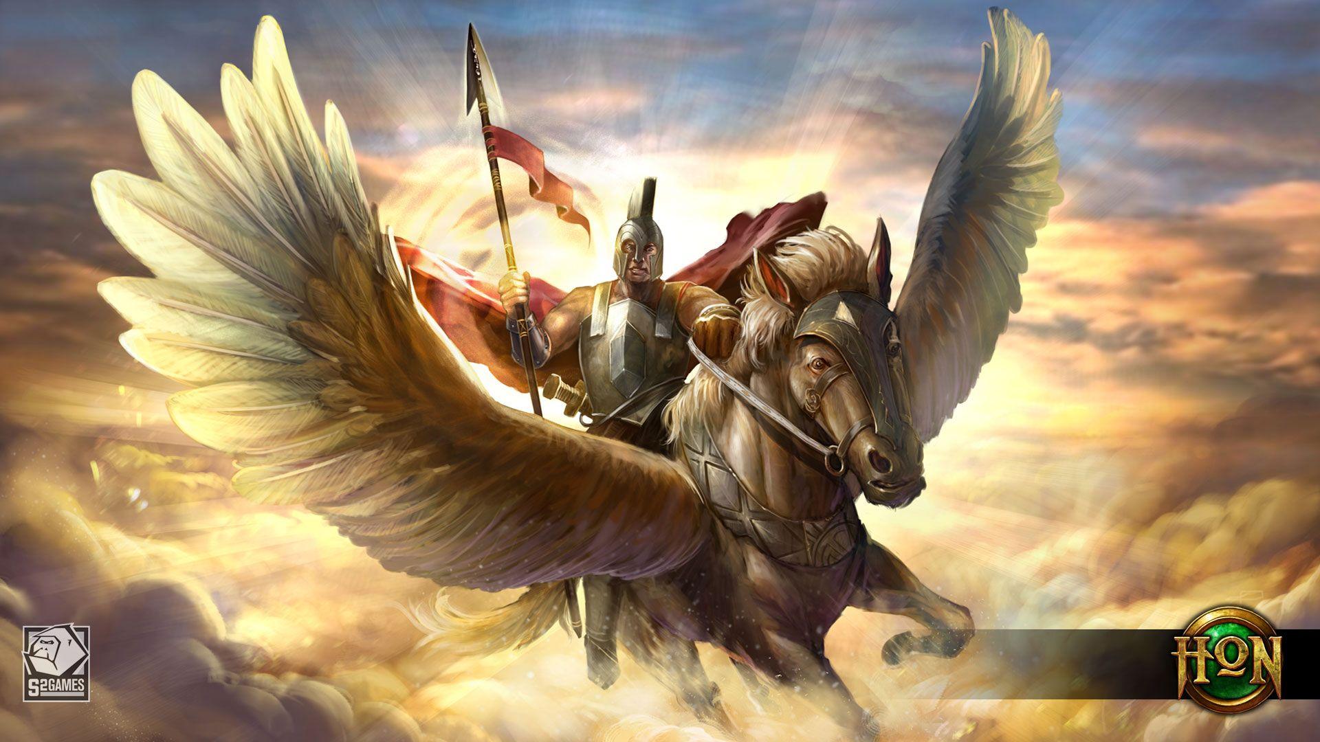 Pegasus & Bellerophon Wallpaper. Heroes of Newerth Lore