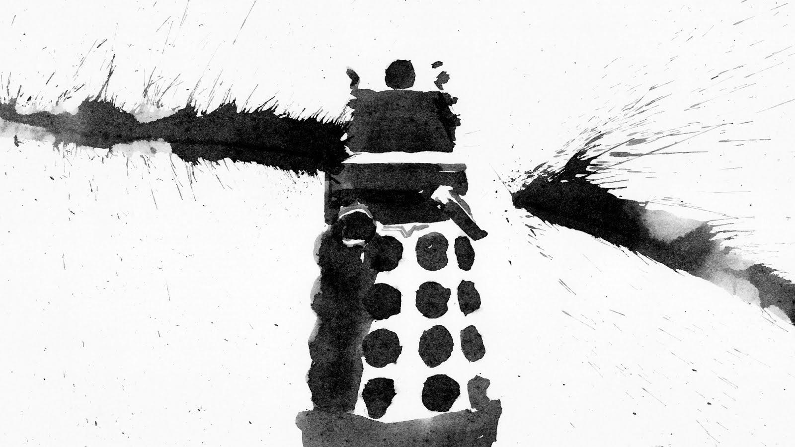 Dalek BW White Painting Doctor Who HD wallpaper. art and paintings