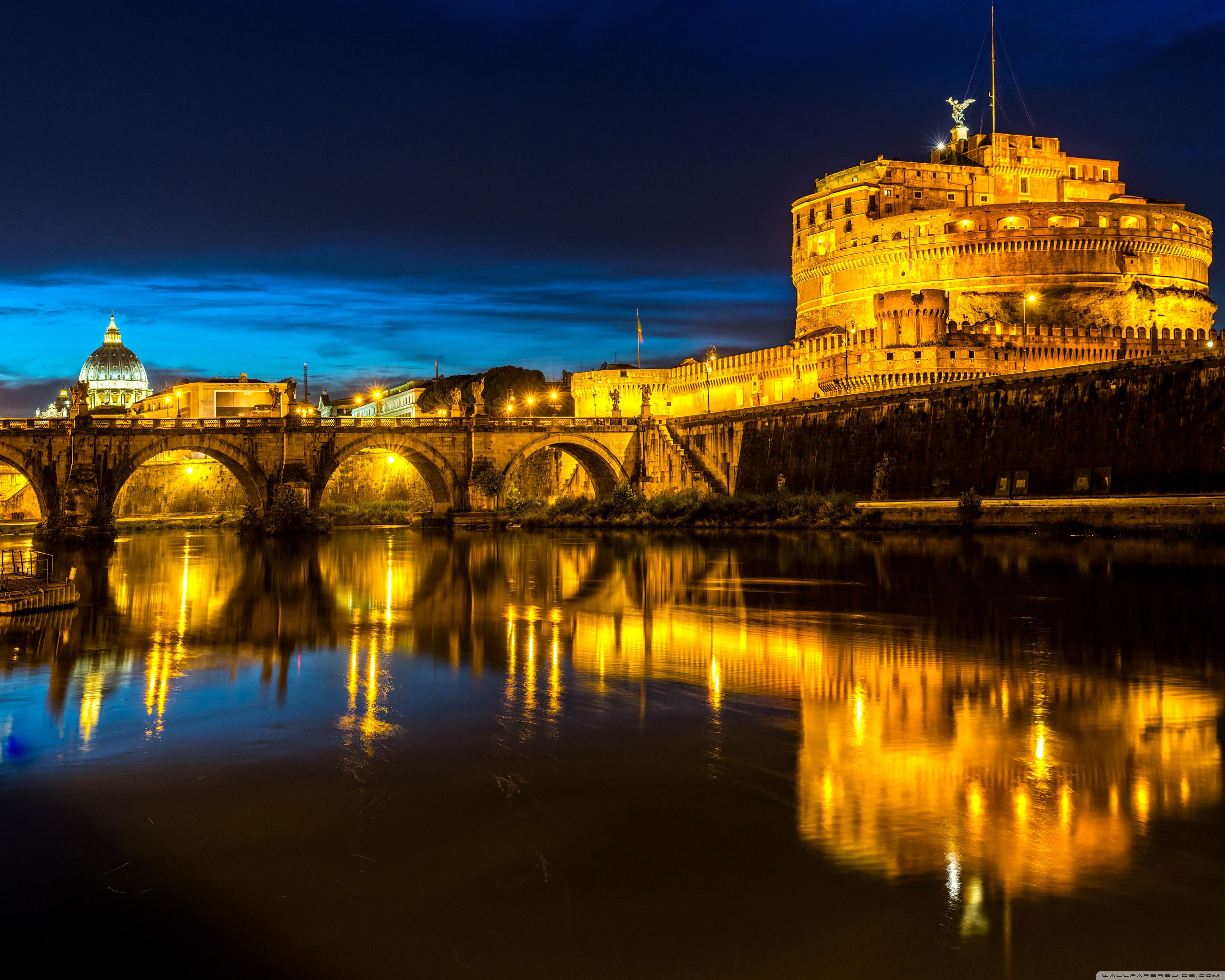 Ponte Sant Angelo, Castel Sant Angelo, Rome, Italy ❤ 4K HD Desktop