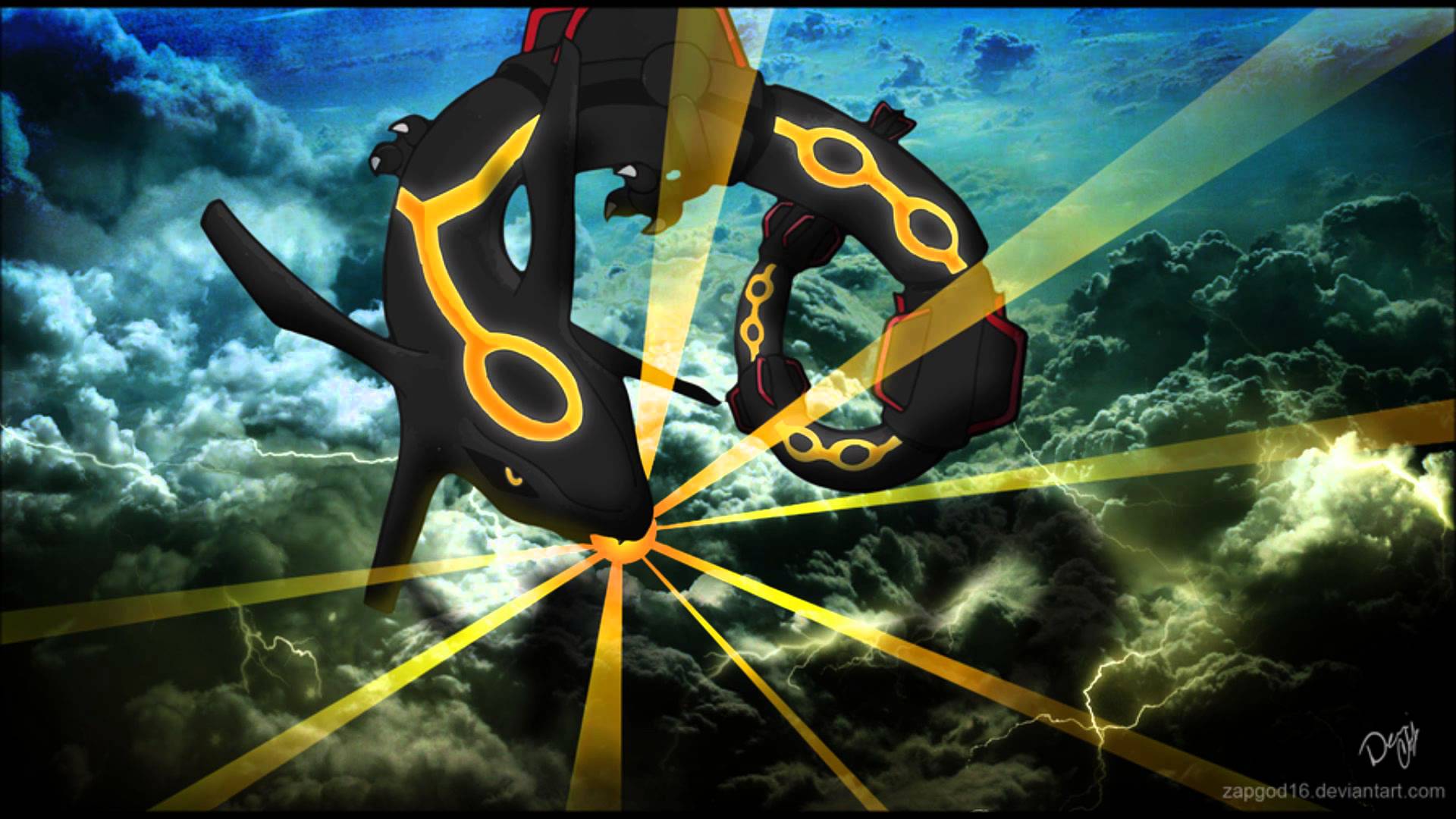 Download Fear the Wrath of Shiny Rayquaza Wallpaper