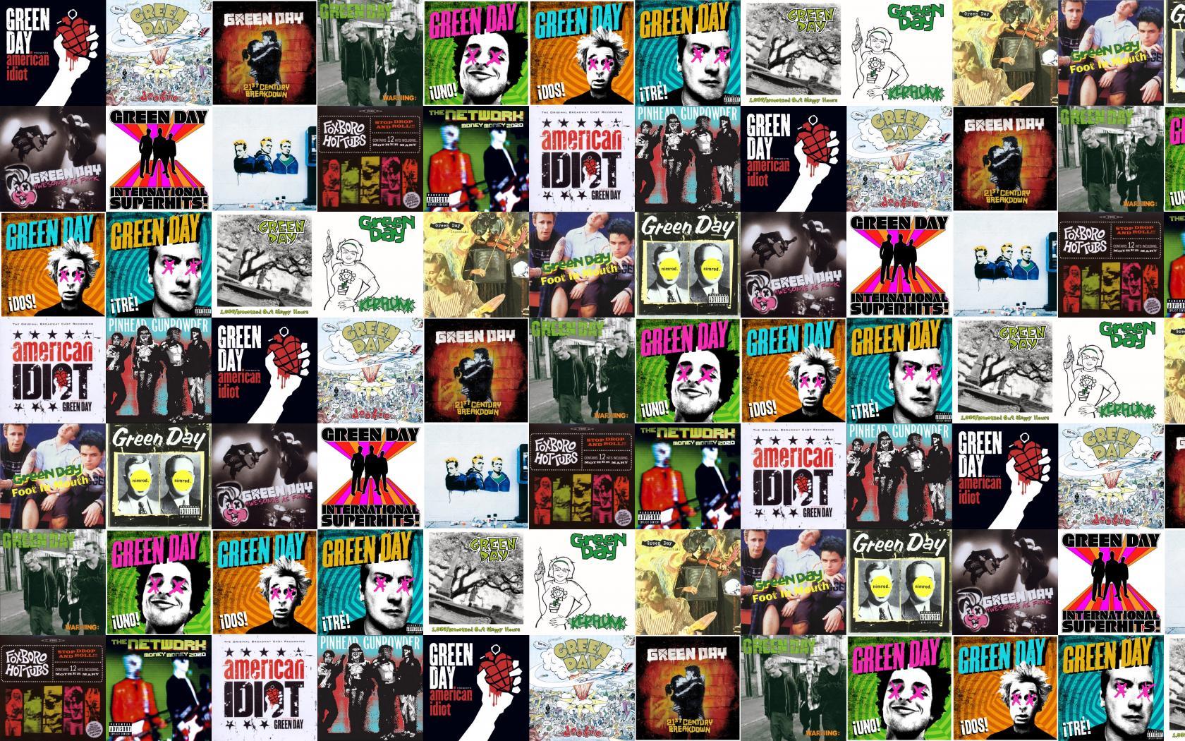 Collage Tile Tiles Music Green Day Punk Pop Punk Wallpaper
