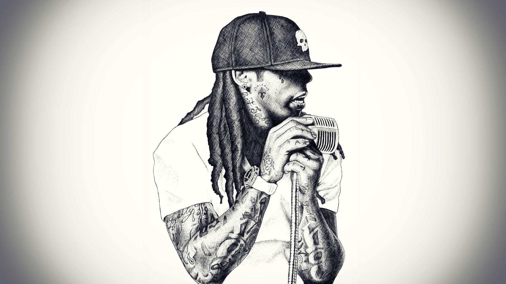 Wallpaper Lil wayne, Rap, Singer, Microphone, Baseball cap