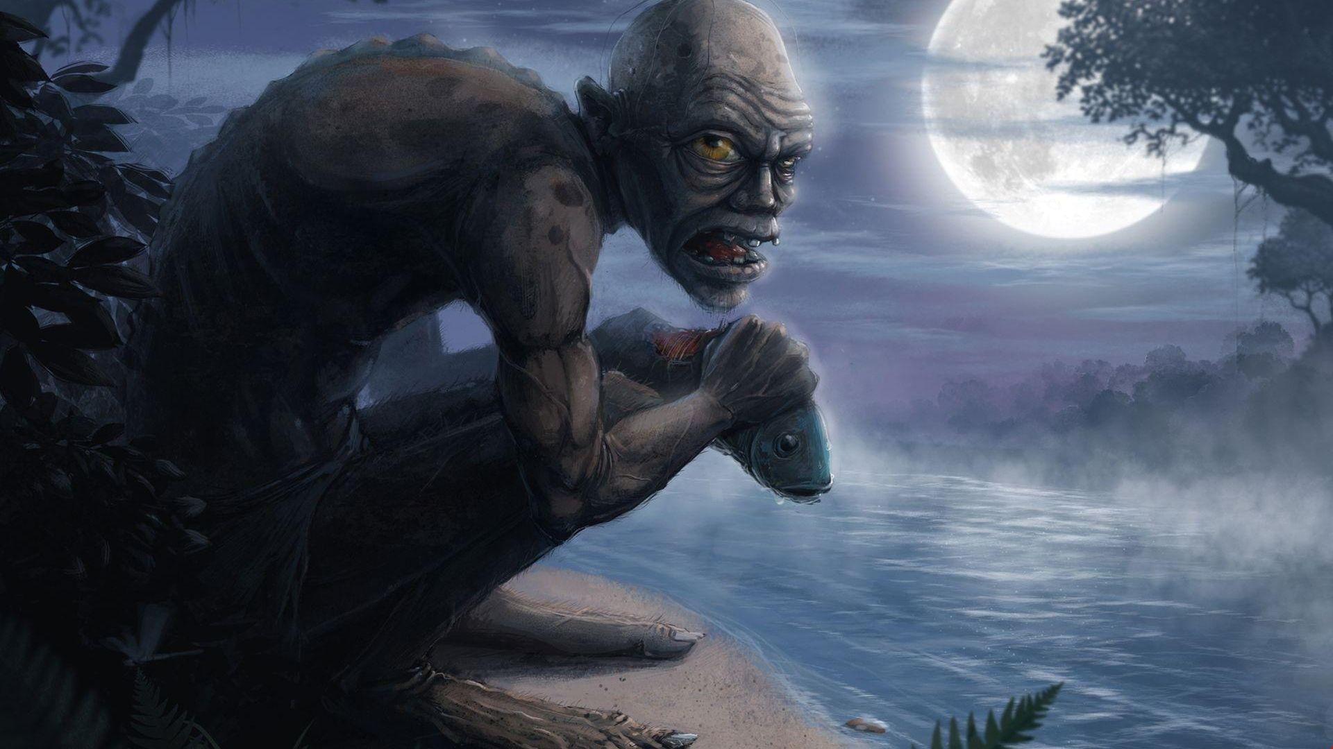 1k gollum, river, fish & Dreamy Background. HD