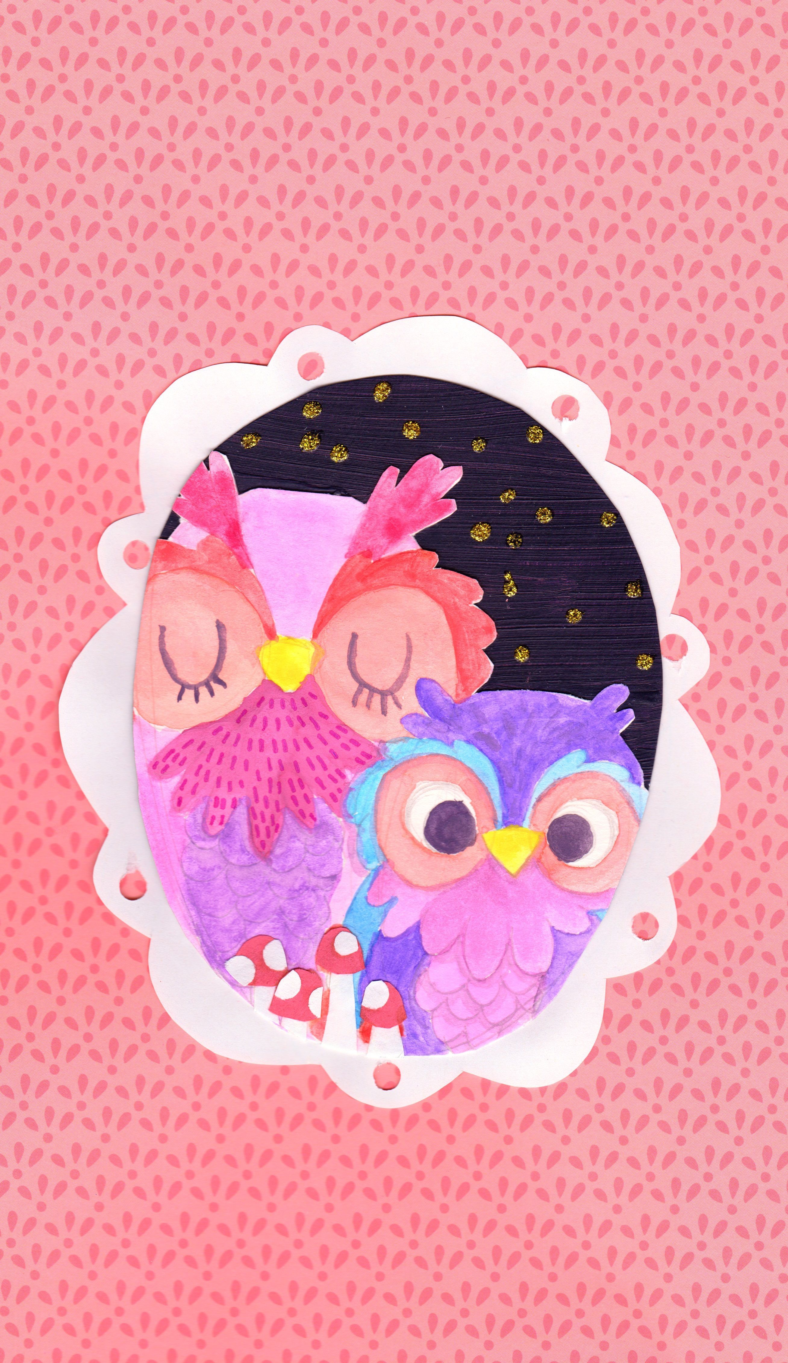 Free cutesy woodland owls android/ ios/ iphone wallpaper. atuqray