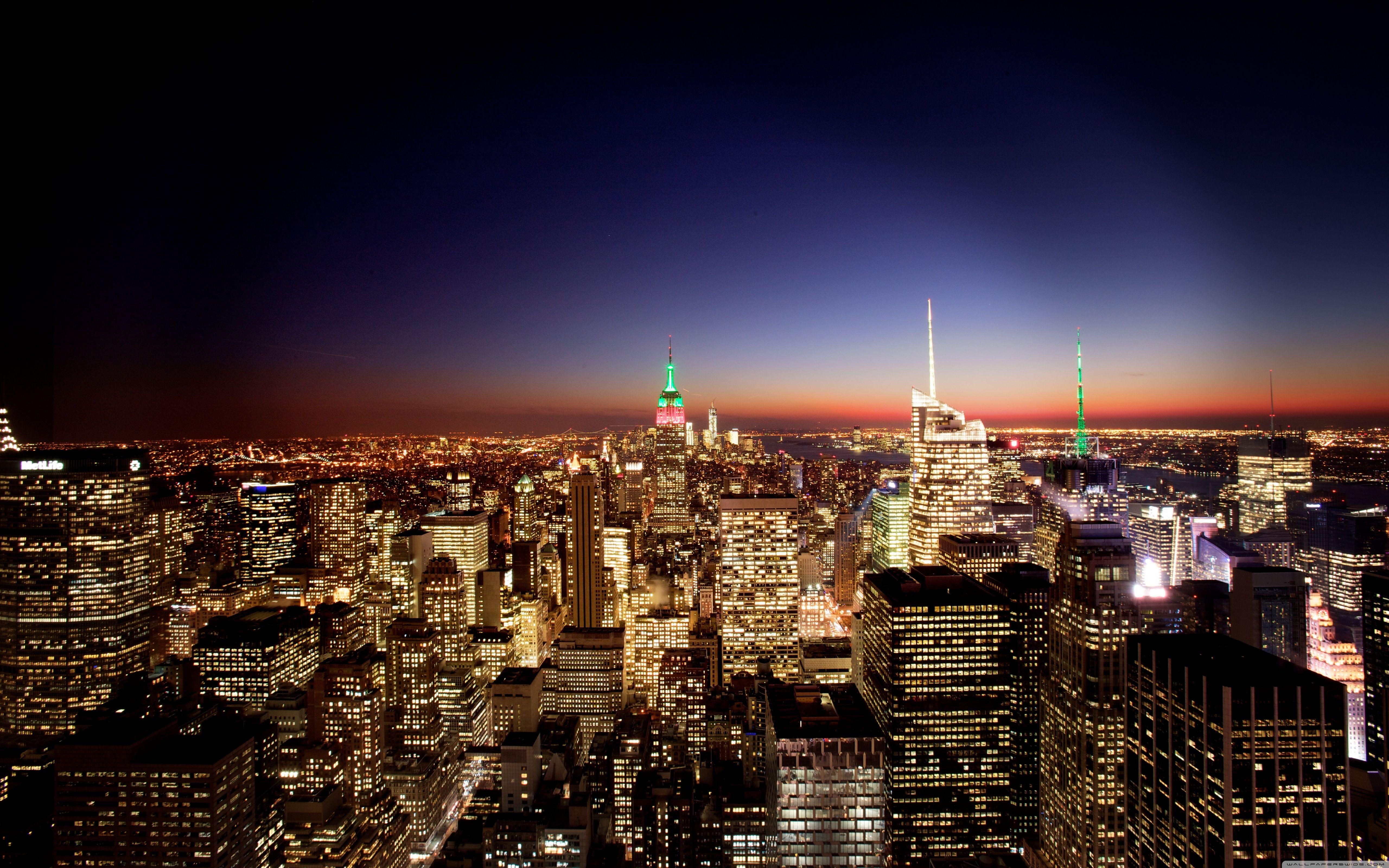 New York City At Night Ultra HD Desktop Background Wallpaper