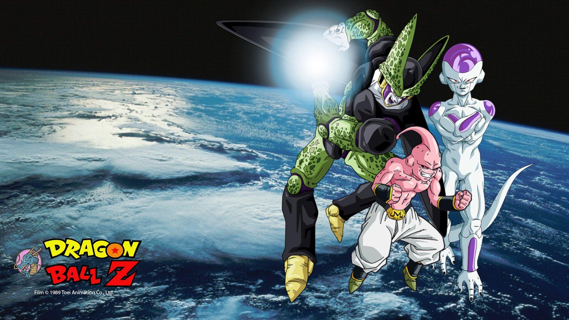 Frieza, Cell, Buu and Earth Full HD Wallpaper