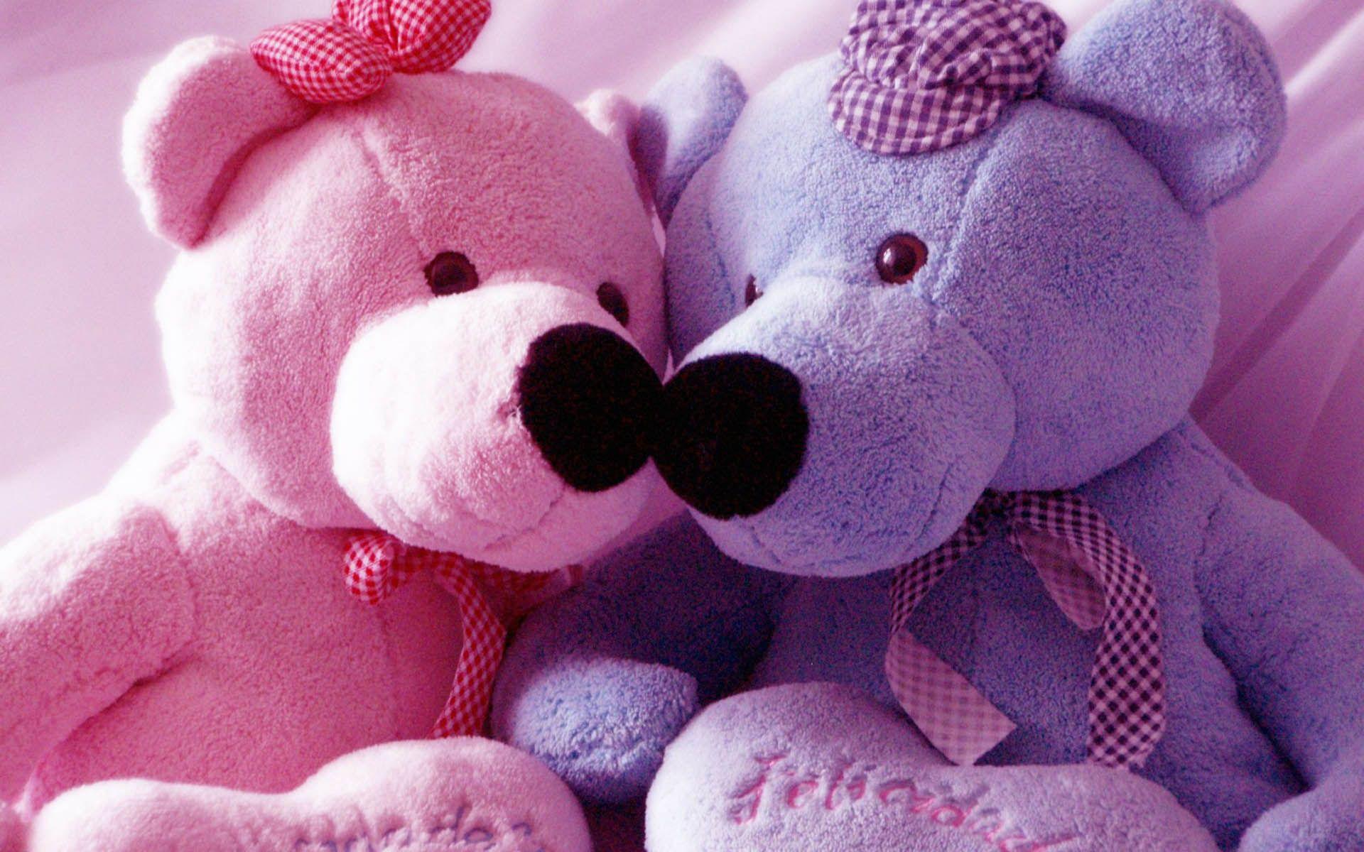 Pink And Blue Teddy Bear Wallpaper Screen