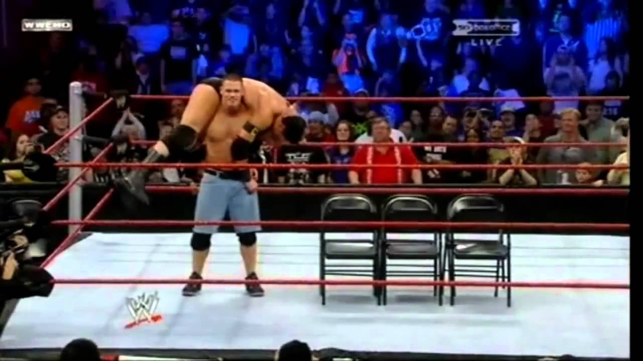 John Cena Attitude Adjustment to Wade Barrett on Six Chairs