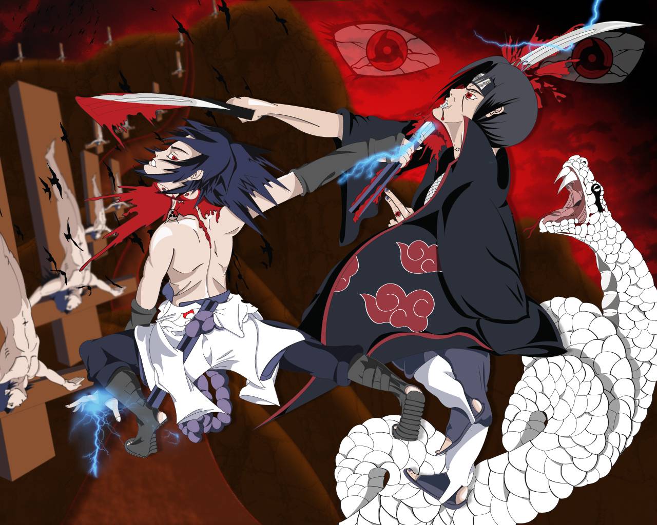 itachi vs. sasuke Naruto Wallpaper