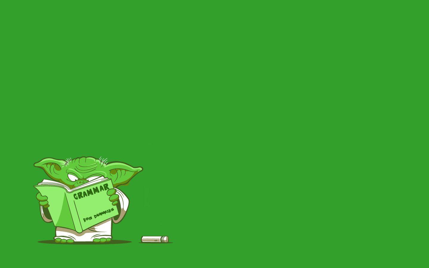 Funny Green Background Simple Yoda